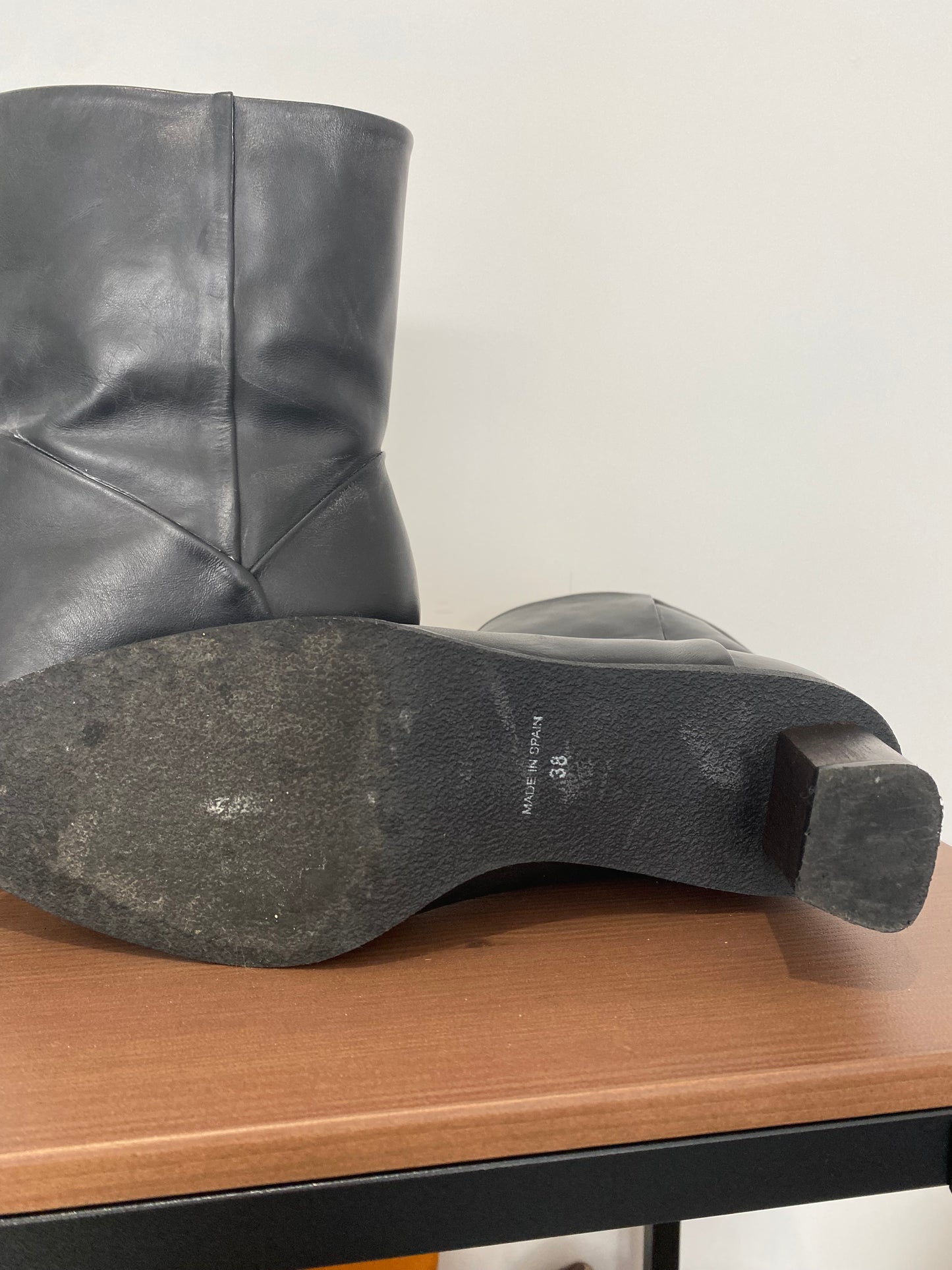 COS Black Leather Calf Length Boots Size 5