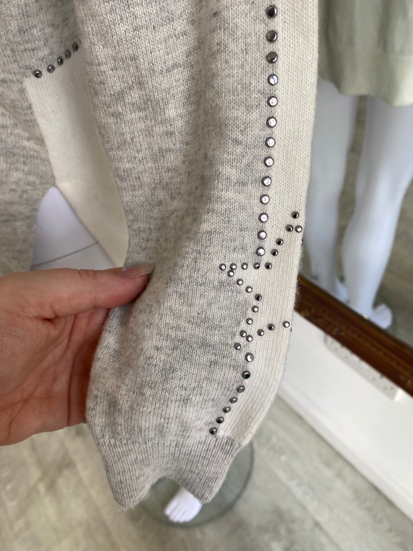 Mint Velvet oatmeal beaded jumper size 8-10