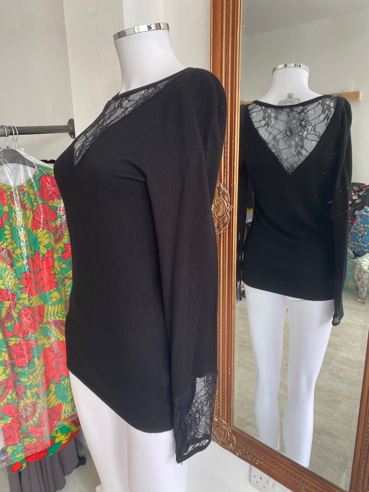 Coast lace detail navy top size 8