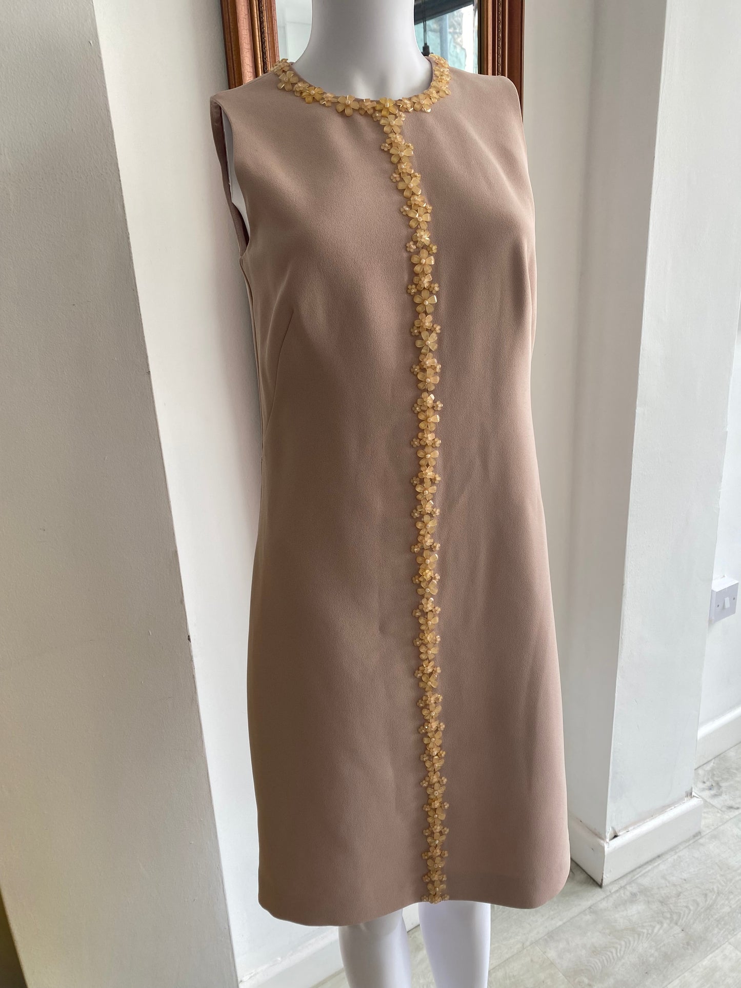 LK Bennett blush pink dress with floral beading size 8