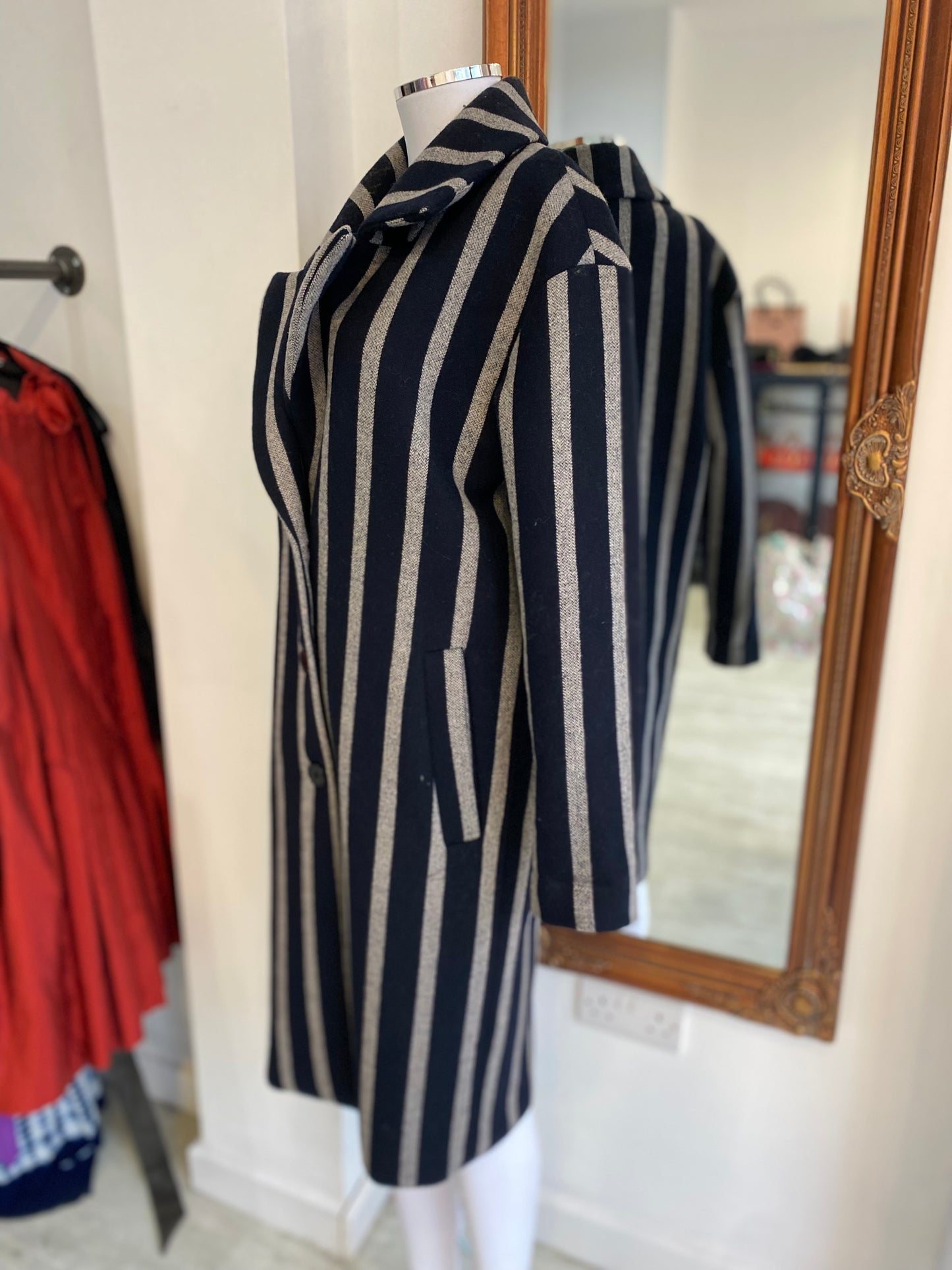 Selected Femme Striped Coat Size 8