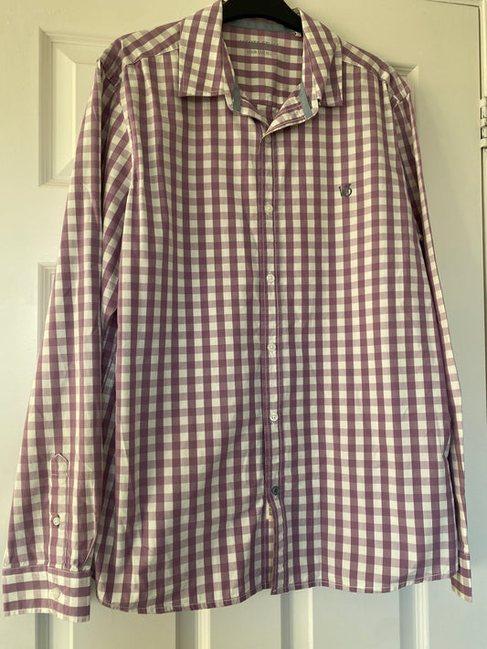 White Stuff Purple Checked Shirt Size Large