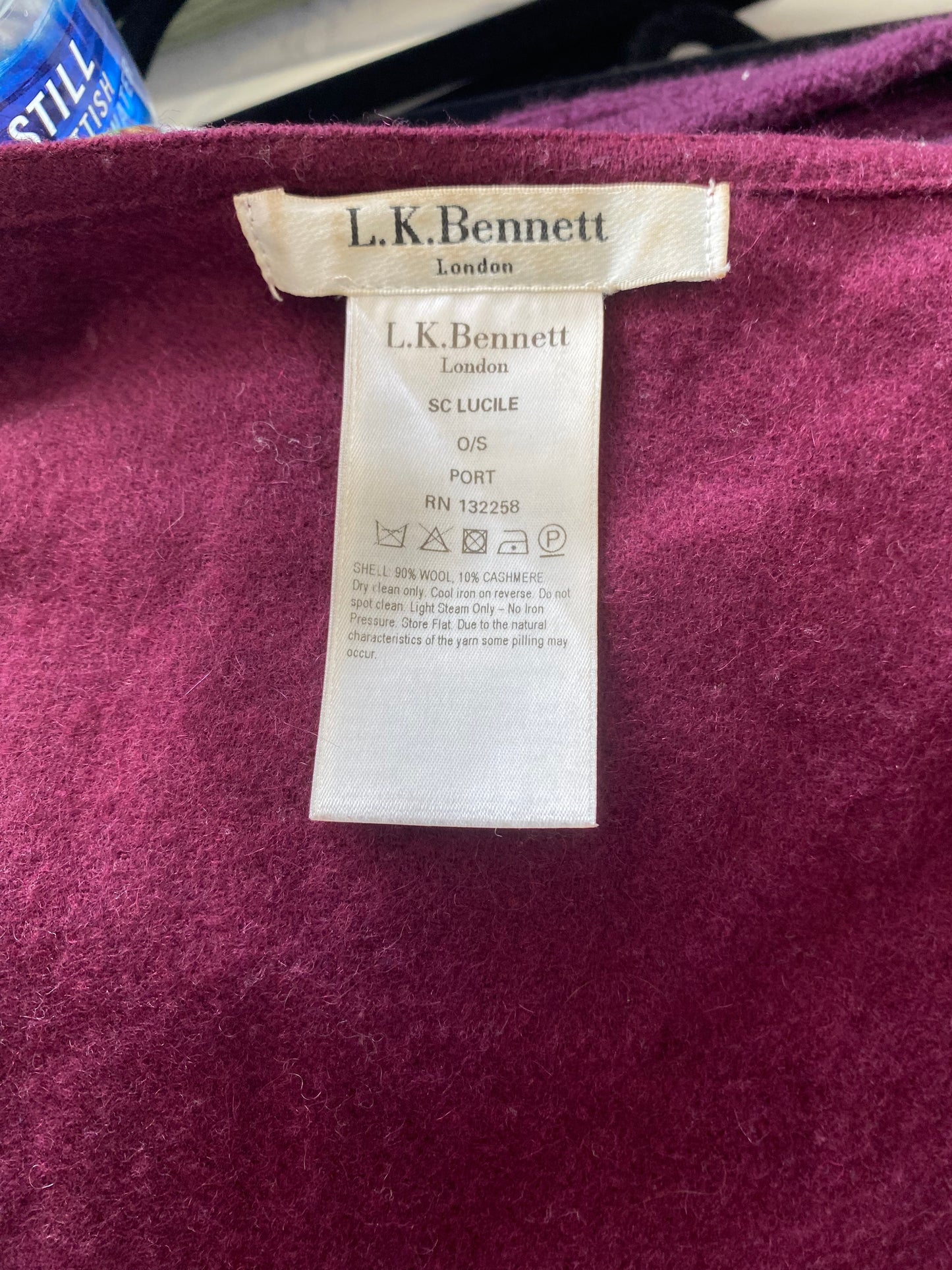 LK Bennett Aubergine Wool and Cashmere Shrug/Cape
