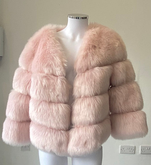 Popski London Pink Faux Fur Coat Size 8-12