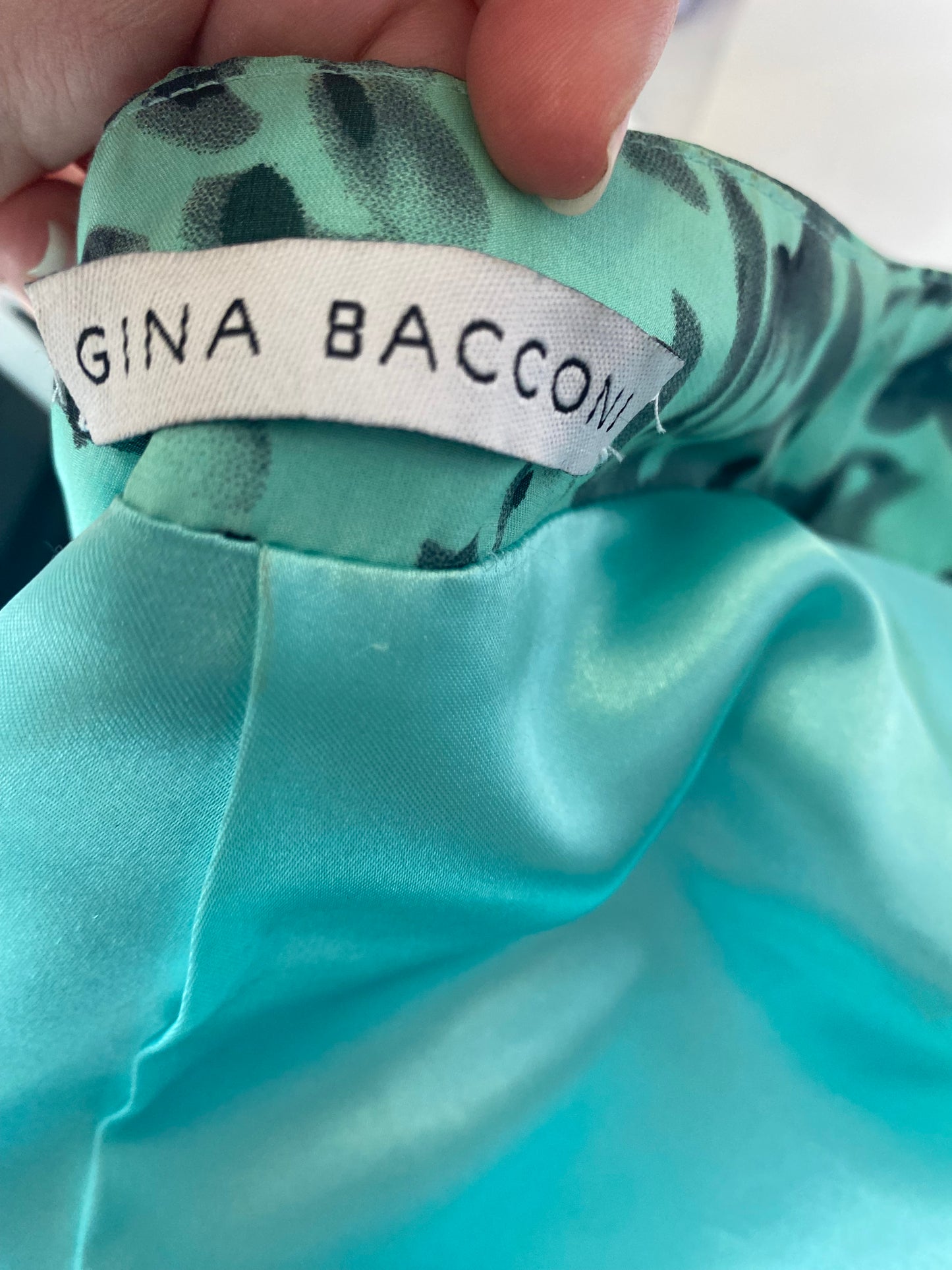 Gina Bacconi printed turquoise dress and jacket size 14