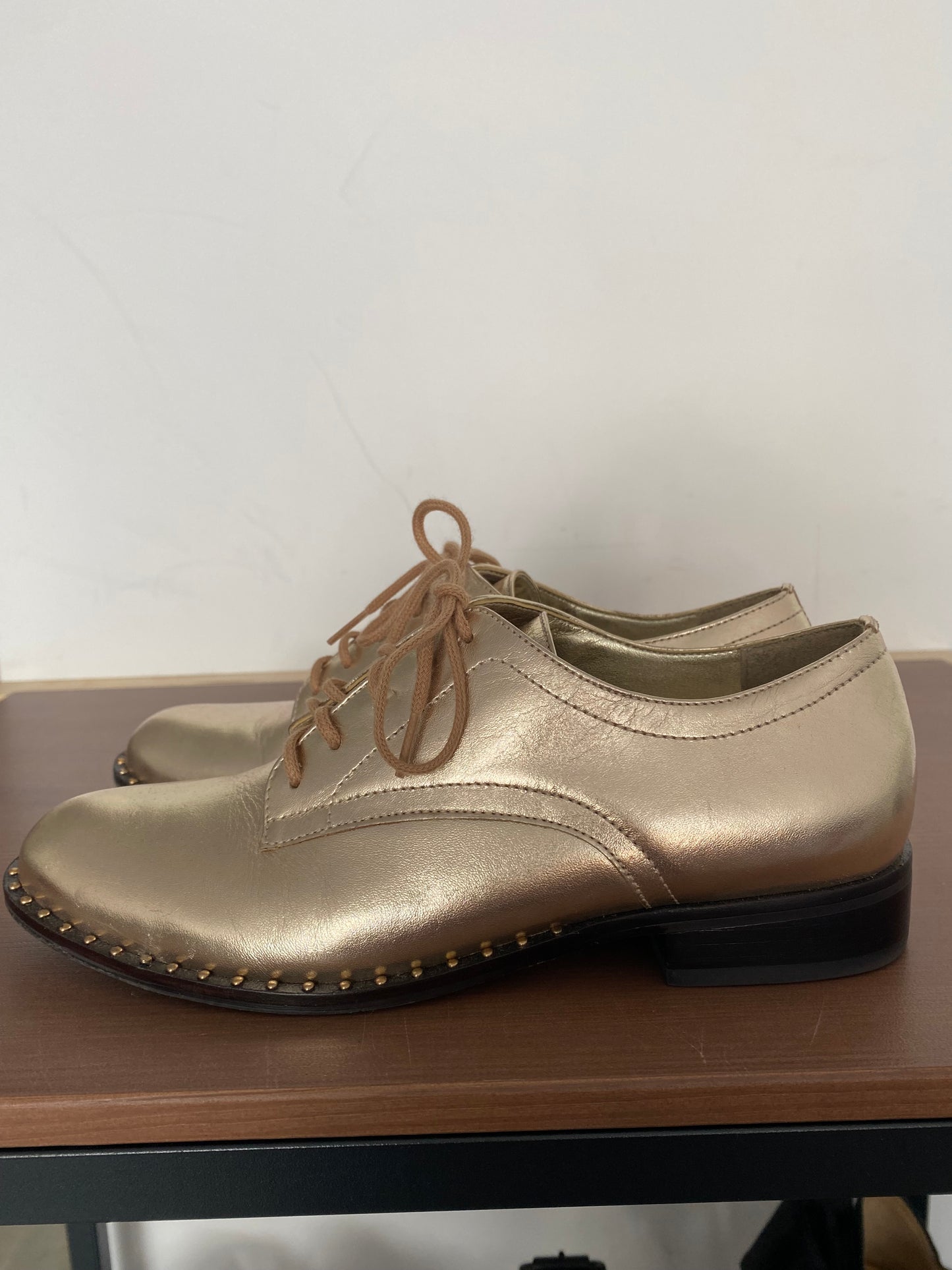 Dune Gold Brogue Shoes Size 3
