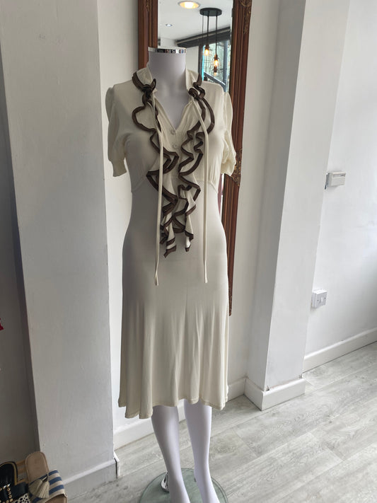 Nana Baila Paris Cream Ruffle Dress Size 8