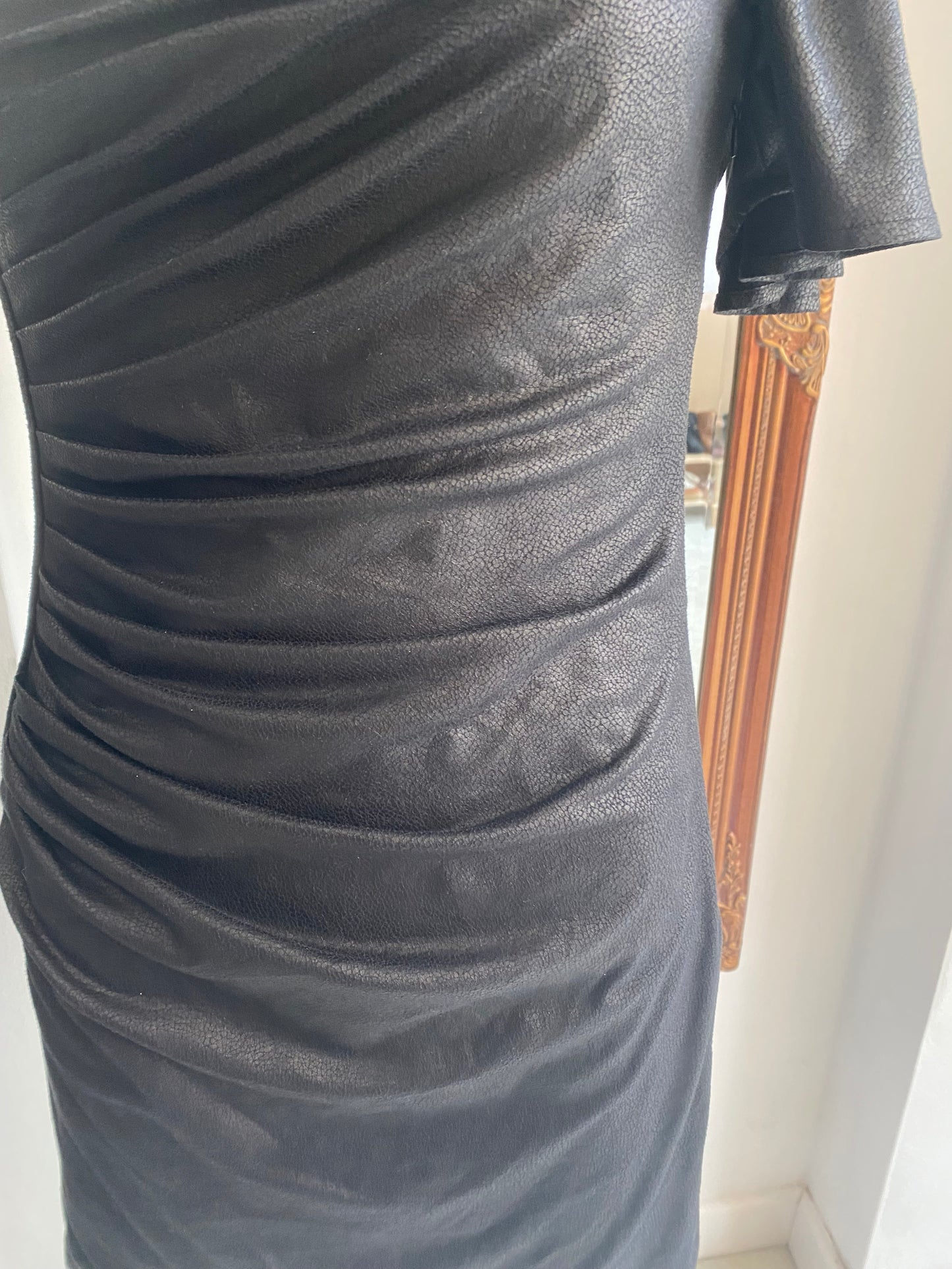 Catherine Malandrino Black Textured Leather Look Dress Size 6-8