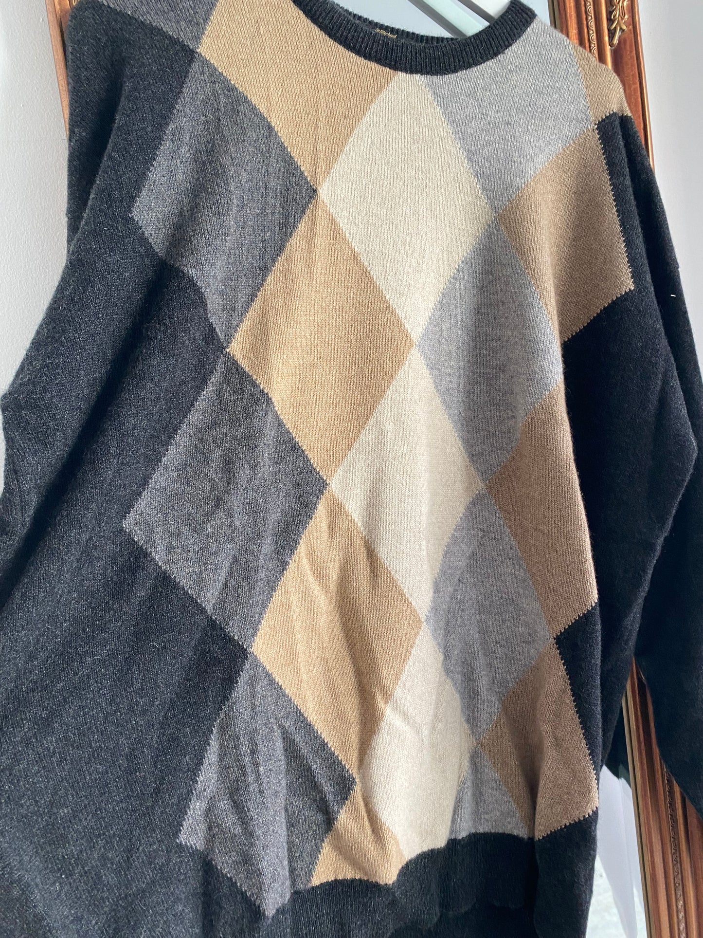 Marks and Spencer Argyle Cashmere Jumper Size XL