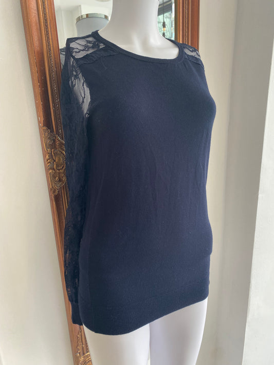 Coast navy knitted top with lace size 8