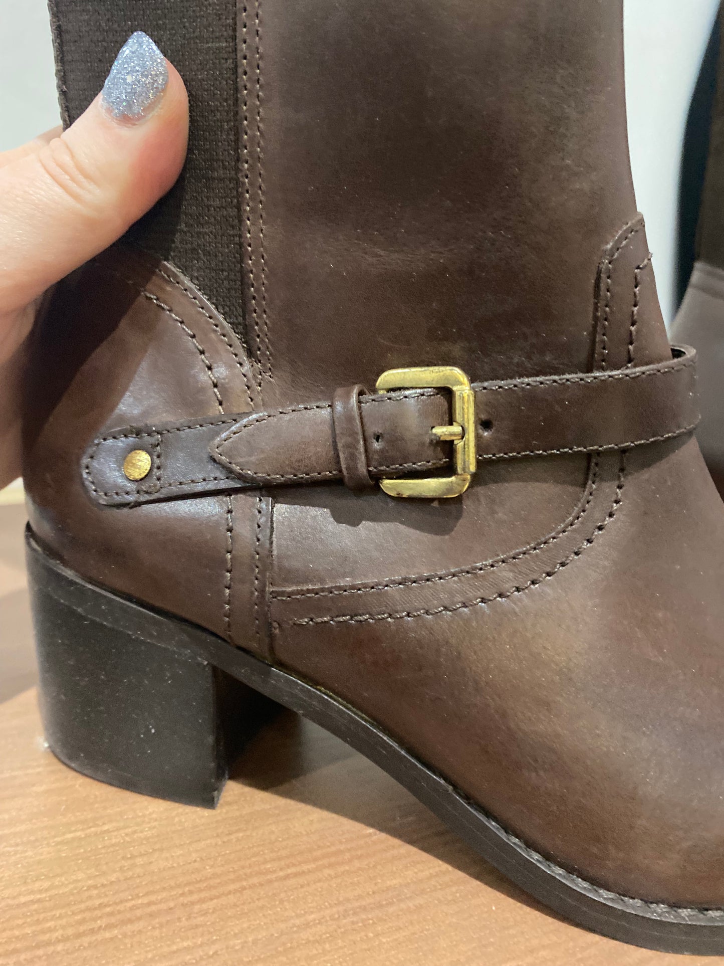 Dune Dark Brown Knee High Leather Vivvi Boots Size 3