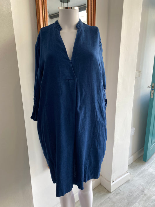 Whistles Dark Blue Cotton Dress Size 8-10
