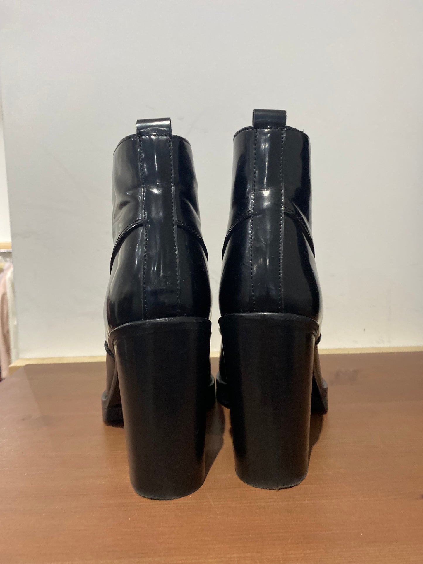 Whistles Black Patent Heeled Ankle Boots Size 7