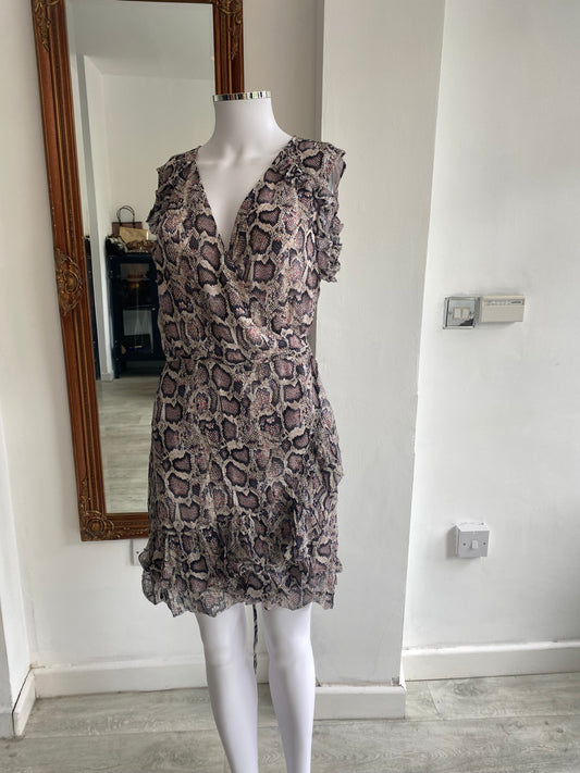 All Saints Snake Print Wrap Dress Size Medium 10-12