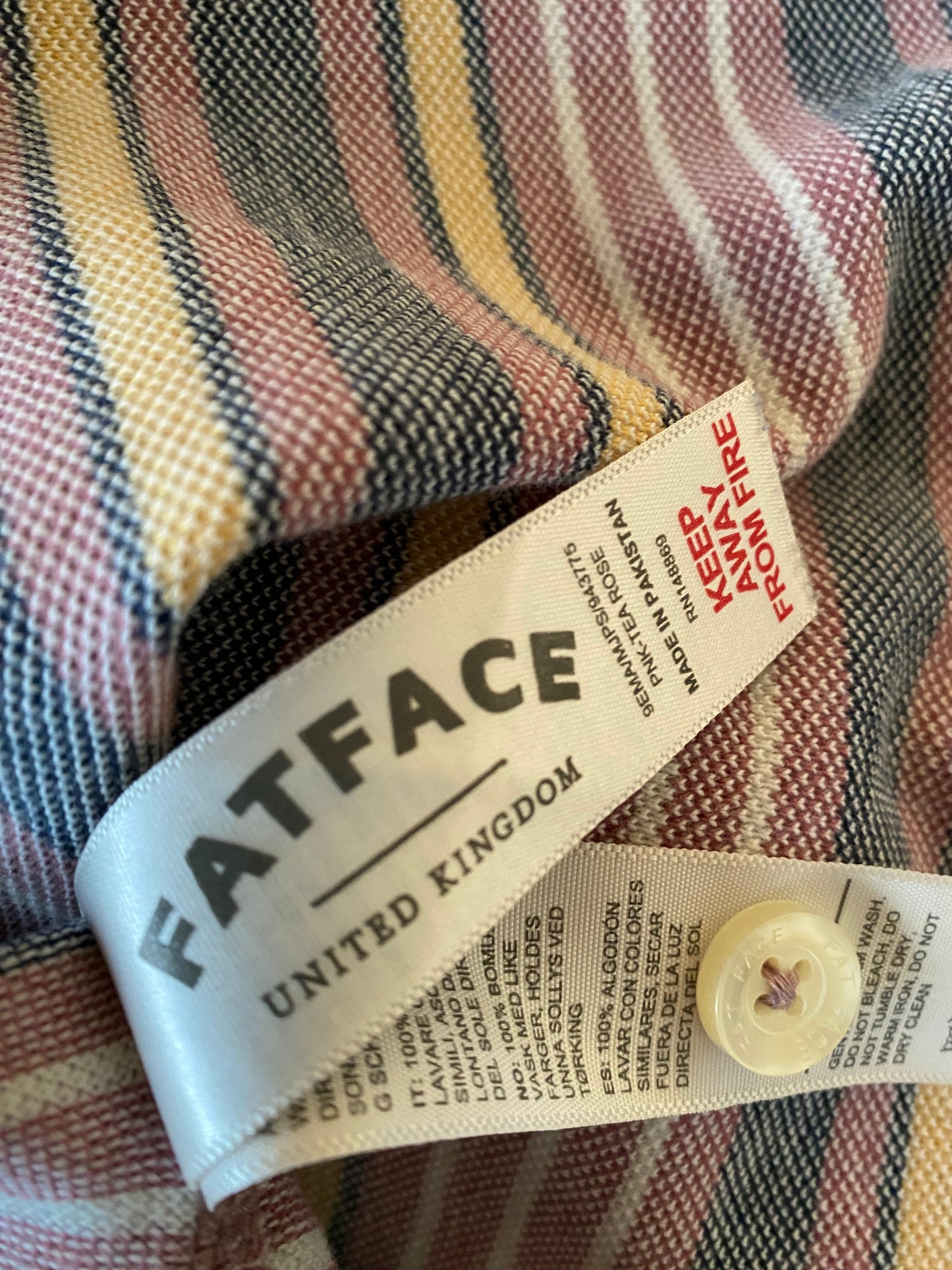 Fat Face Striped Polo Shirt Size Large