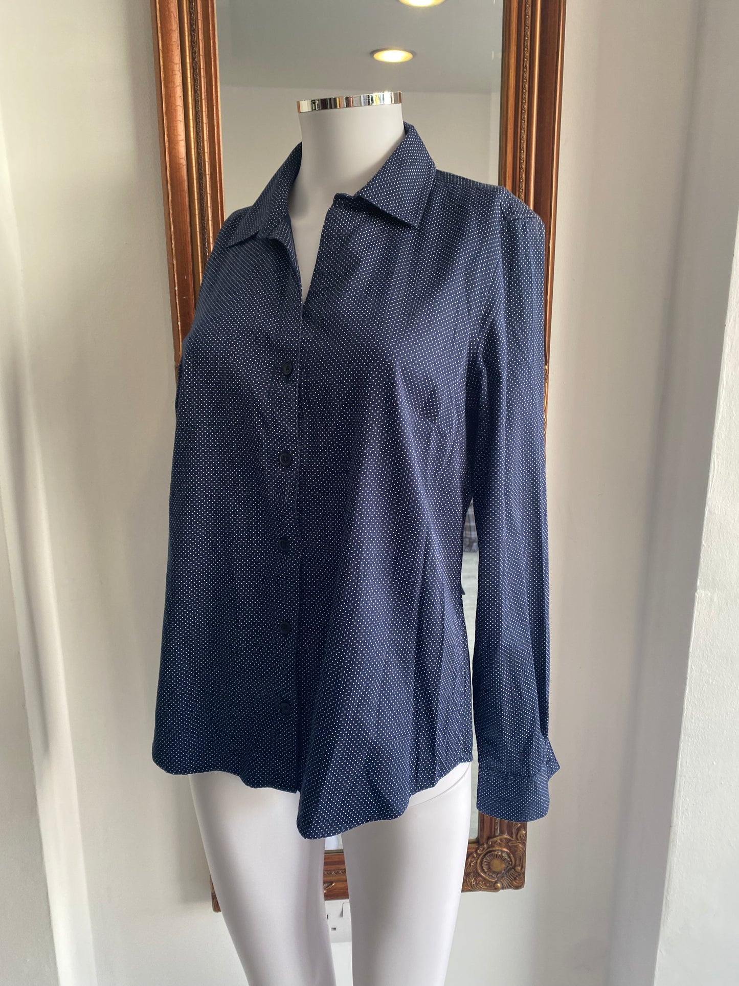 Jaeger Blue Spotted Shirt Size 10