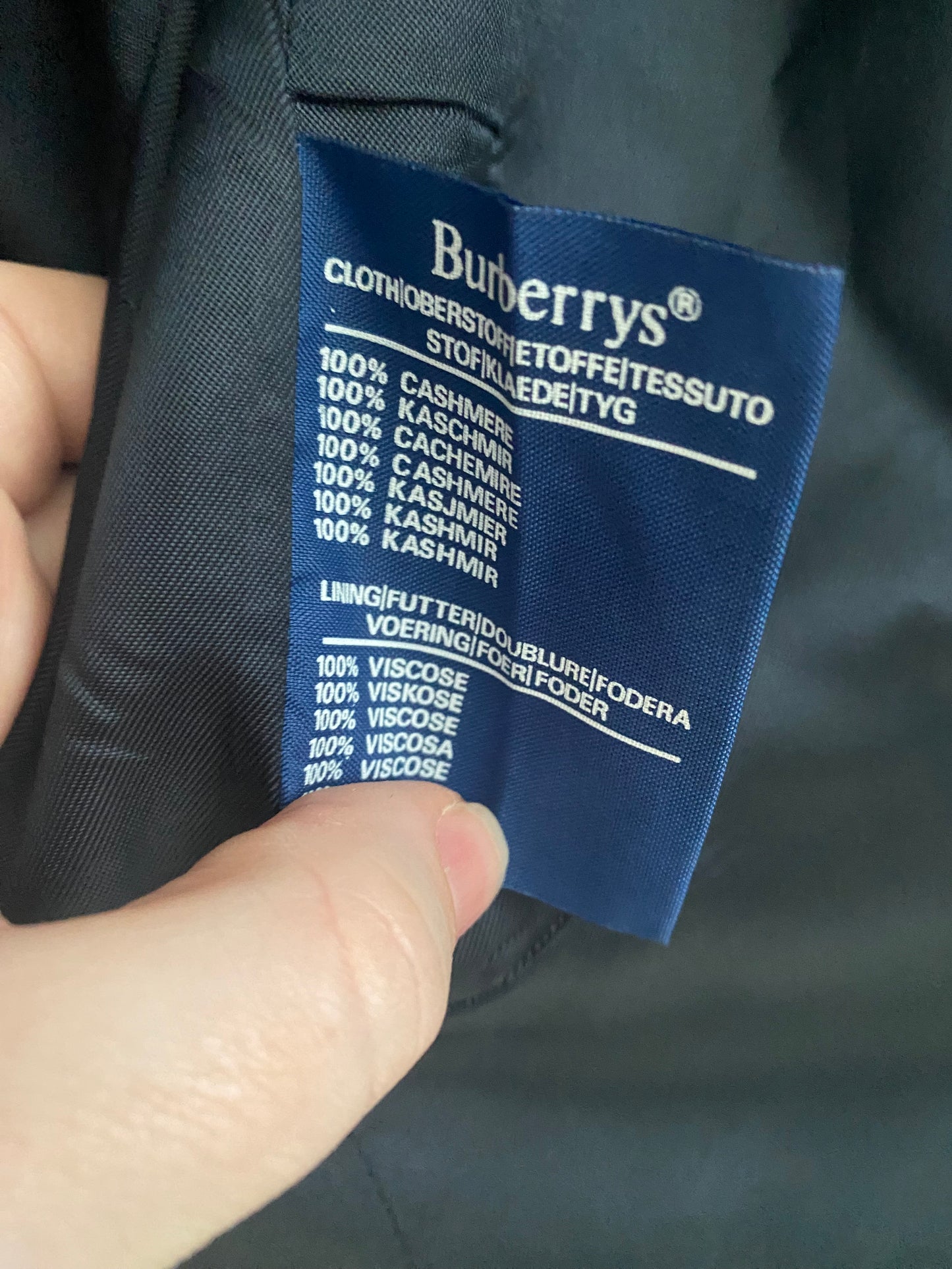 Burberry 100% Cashmere Coat Midnight Blue Size XL