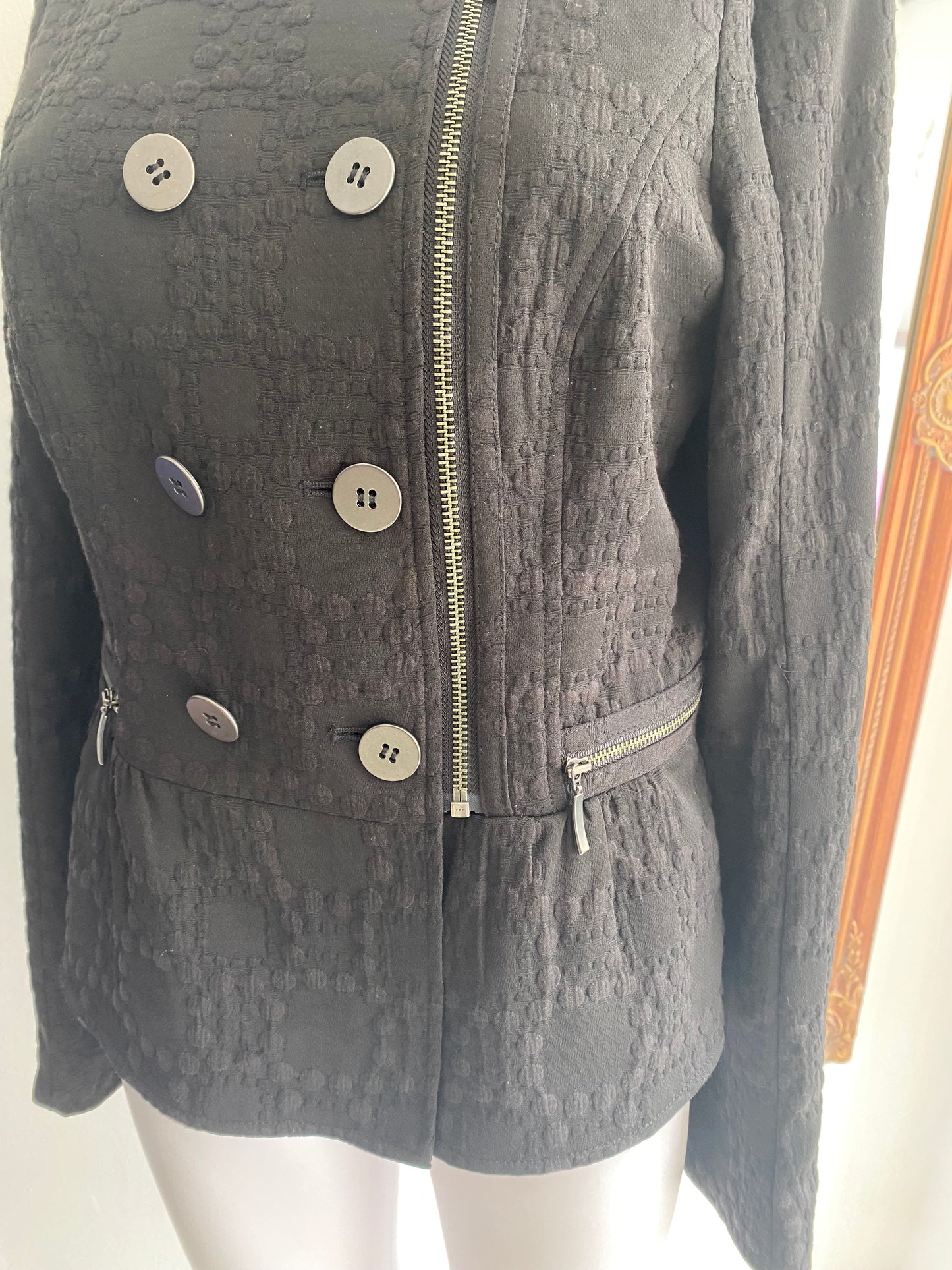 Mint Velvet Black Textured Jacket Size 10