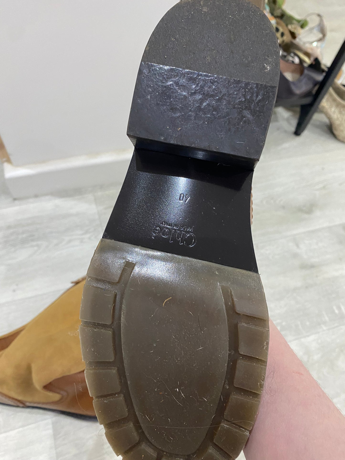 Chloe Tan Leather and Suede Boots Size 7