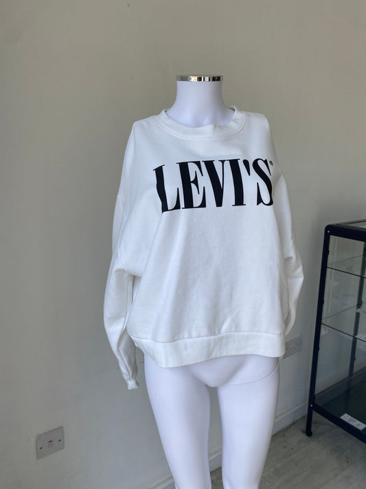 Levi White Logo Sweater Size 8-10