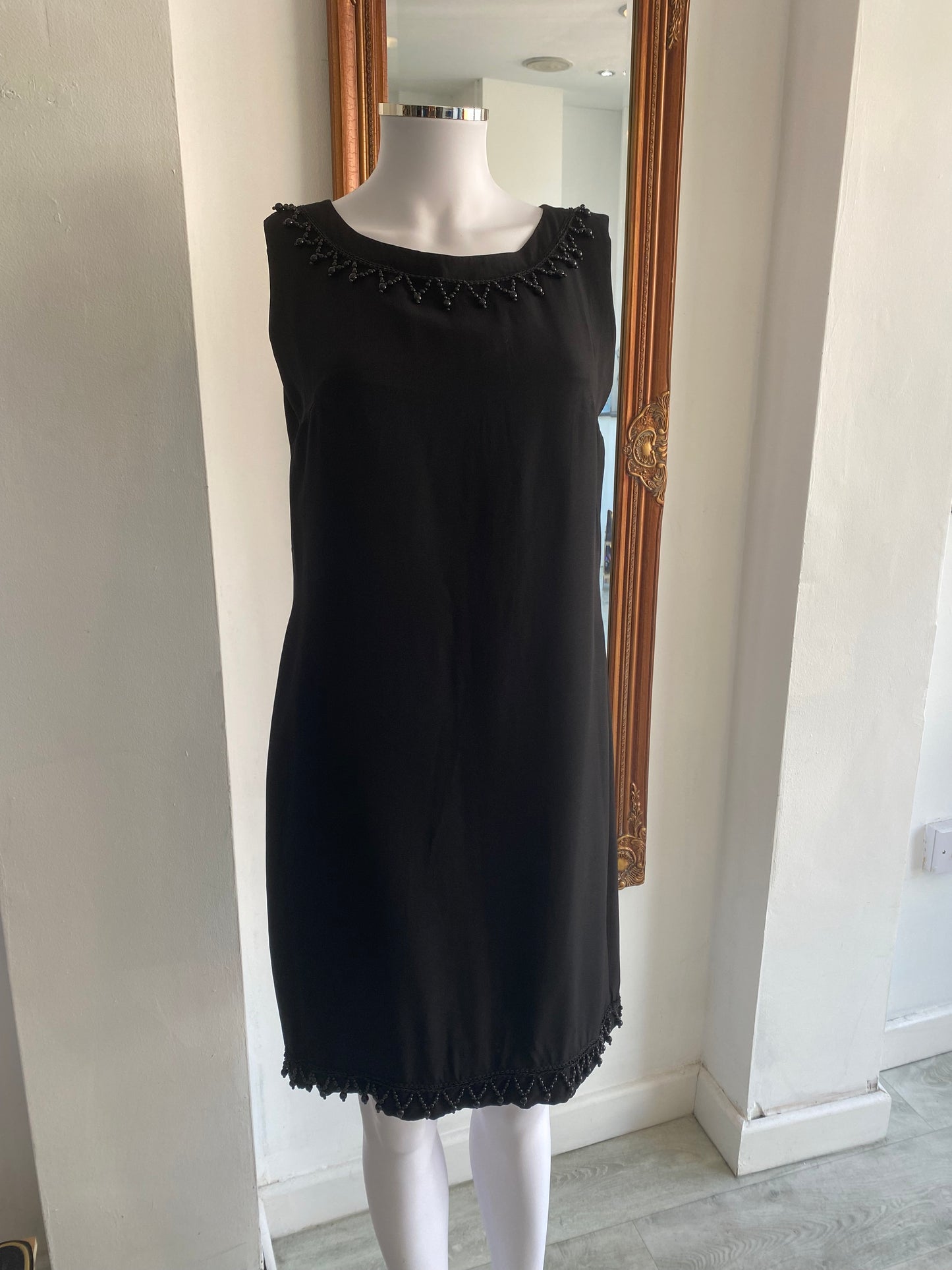 Bernard Freres Black Beaded Dress Size 16