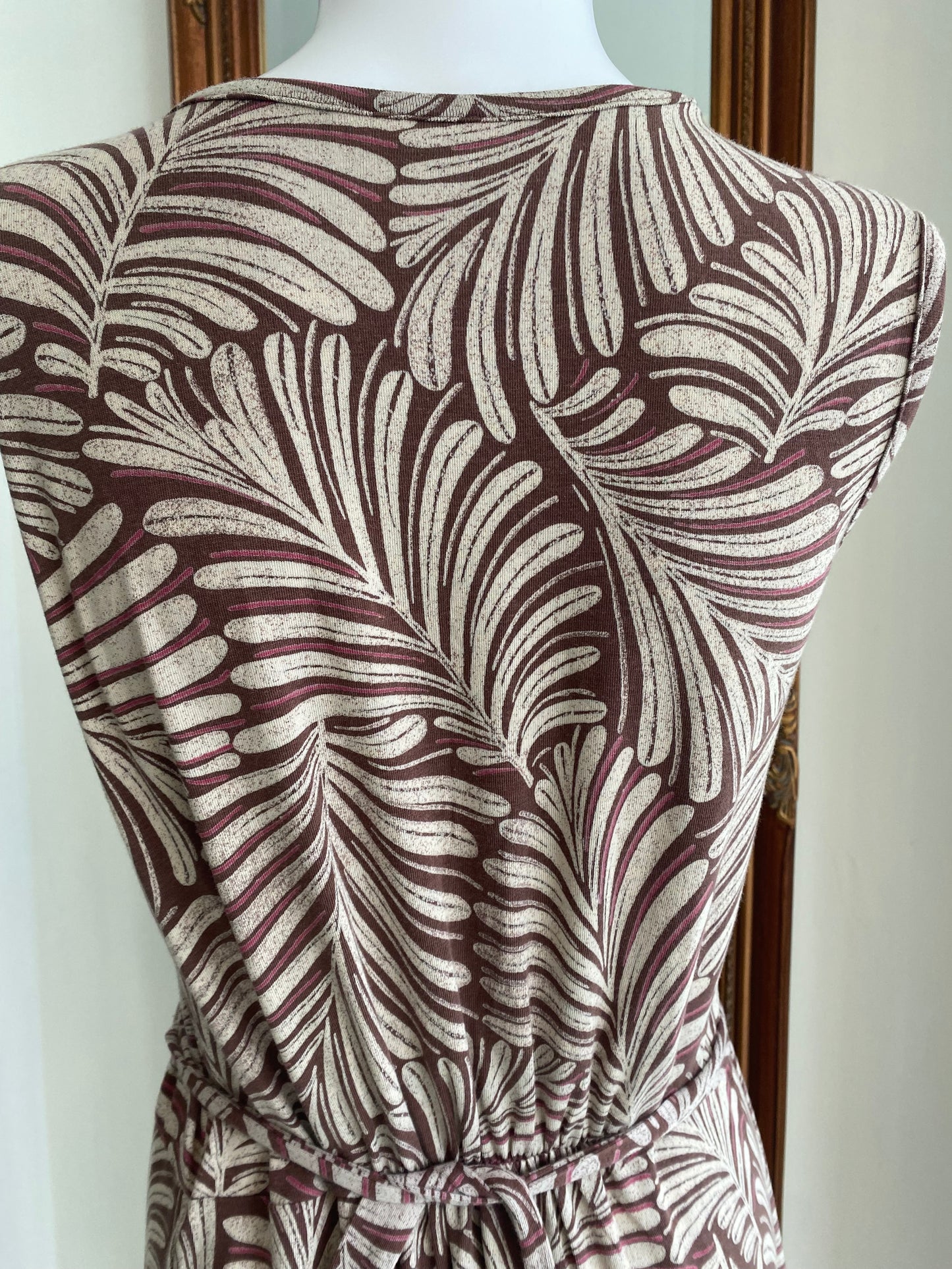 Thought Brown Leaf Print Wrap Dress Size 8