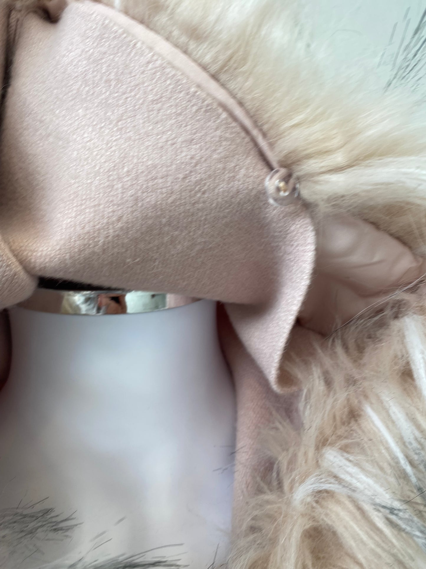 Rino and Pelle Blush Pink Coat Cardigan with Faux Fur Hood Size 12-14