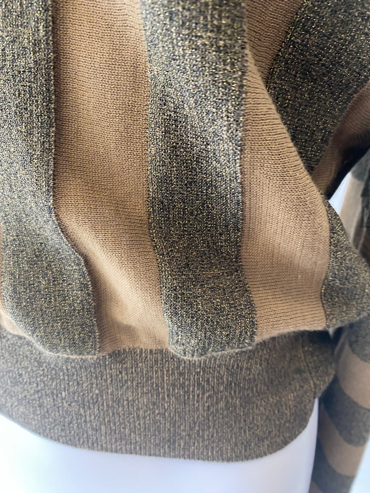 & Other Stories Khaki Shimmer Stripe Top Size 8