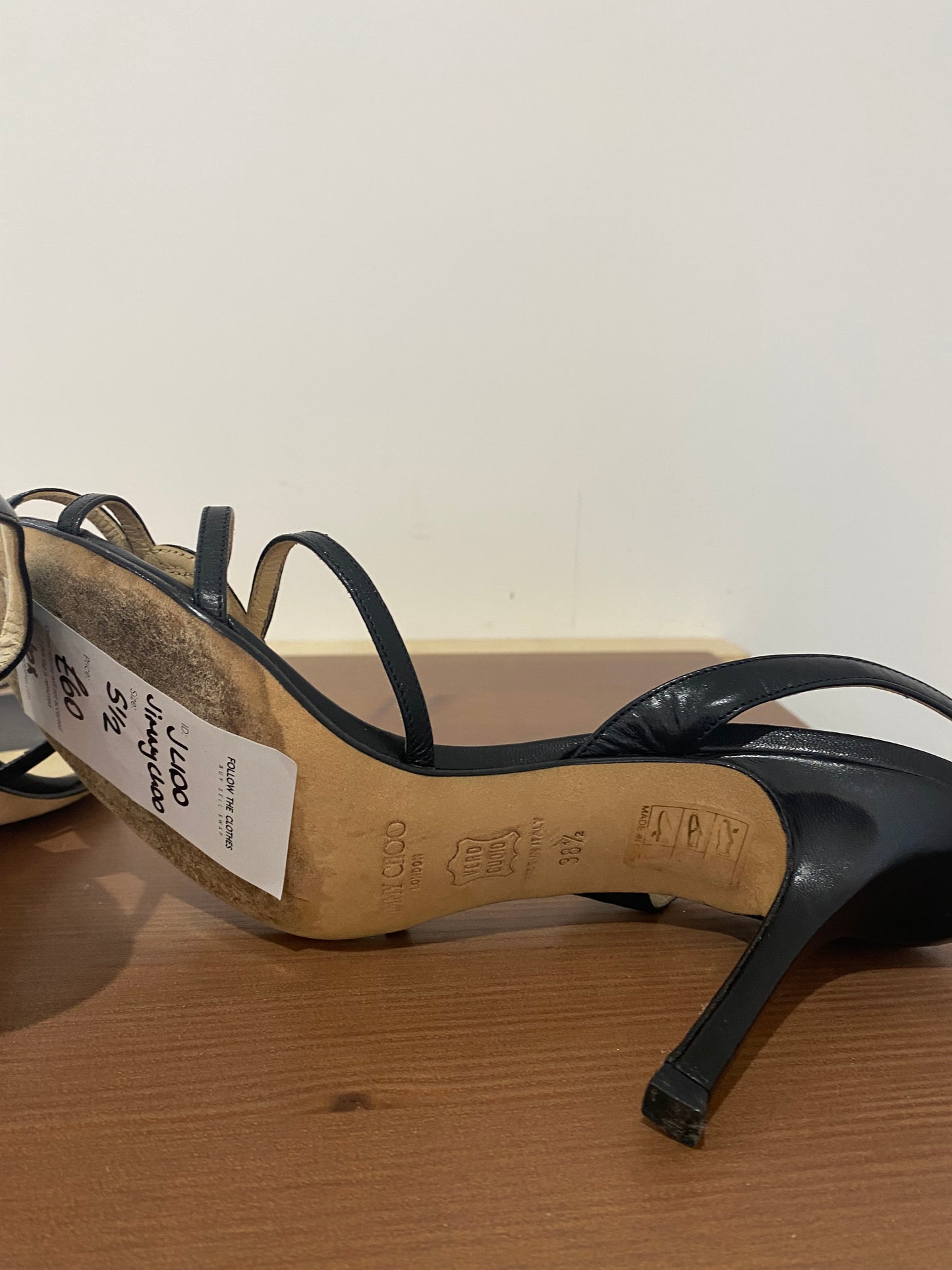 Jimmy Choo Black Leather Sandals Size 5.5