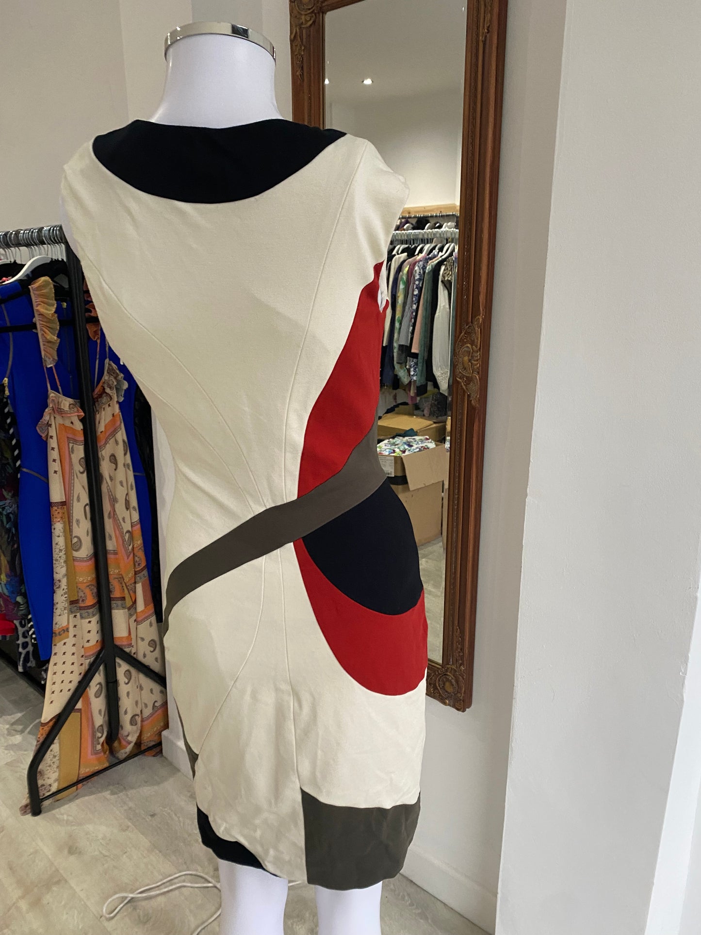 Karen Millen Vintage Colour Block Dress Size 8