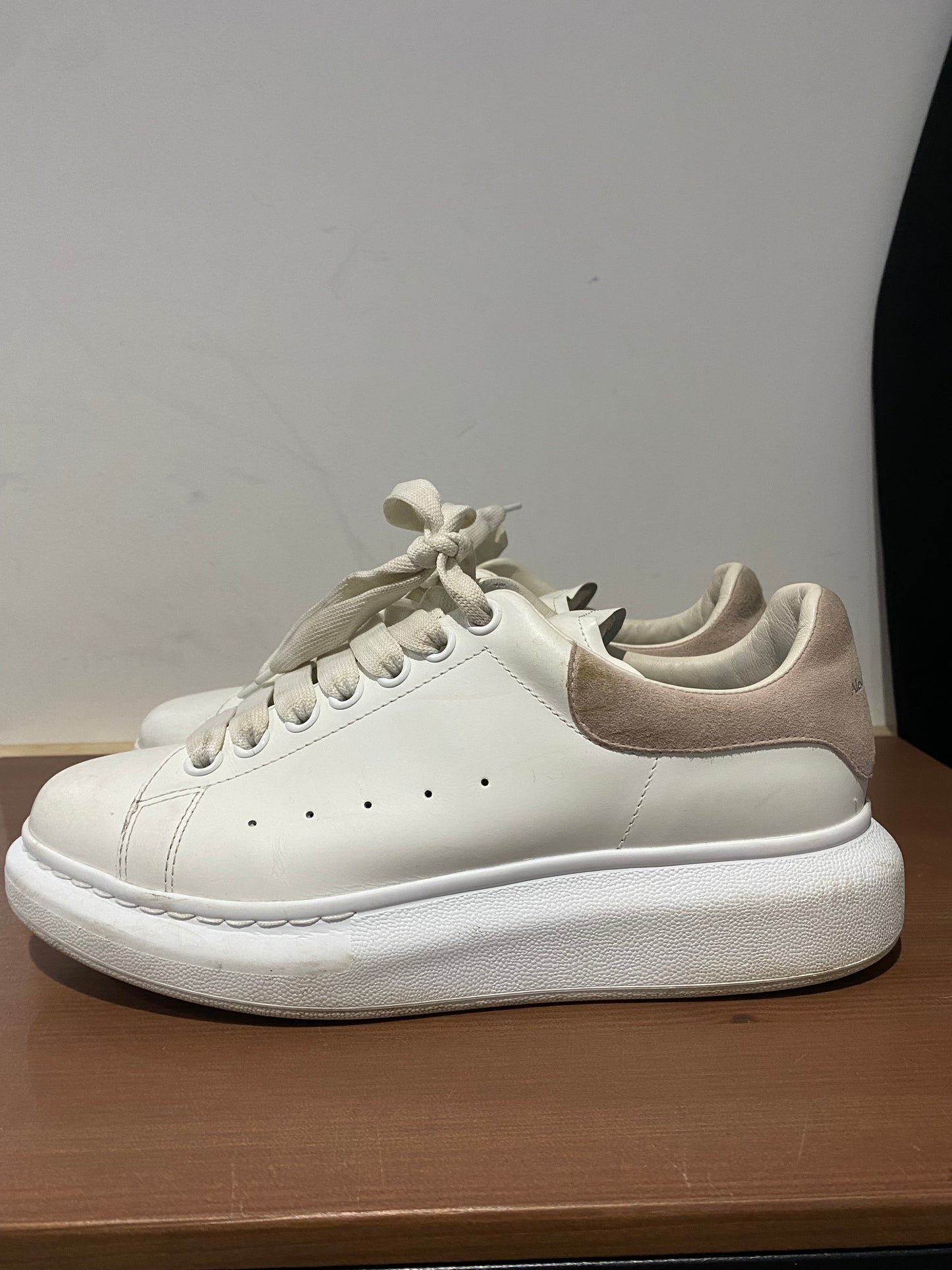 Alexander McQueen White Trainers with Blush Pink with Box Size 6