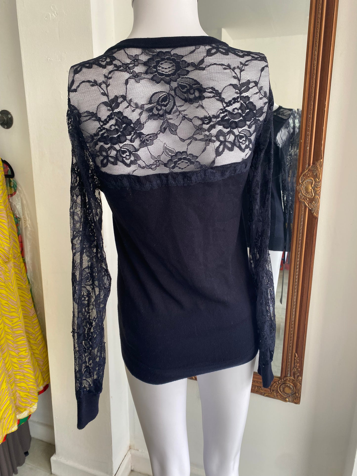 Coast navy knitted top with lace size 8