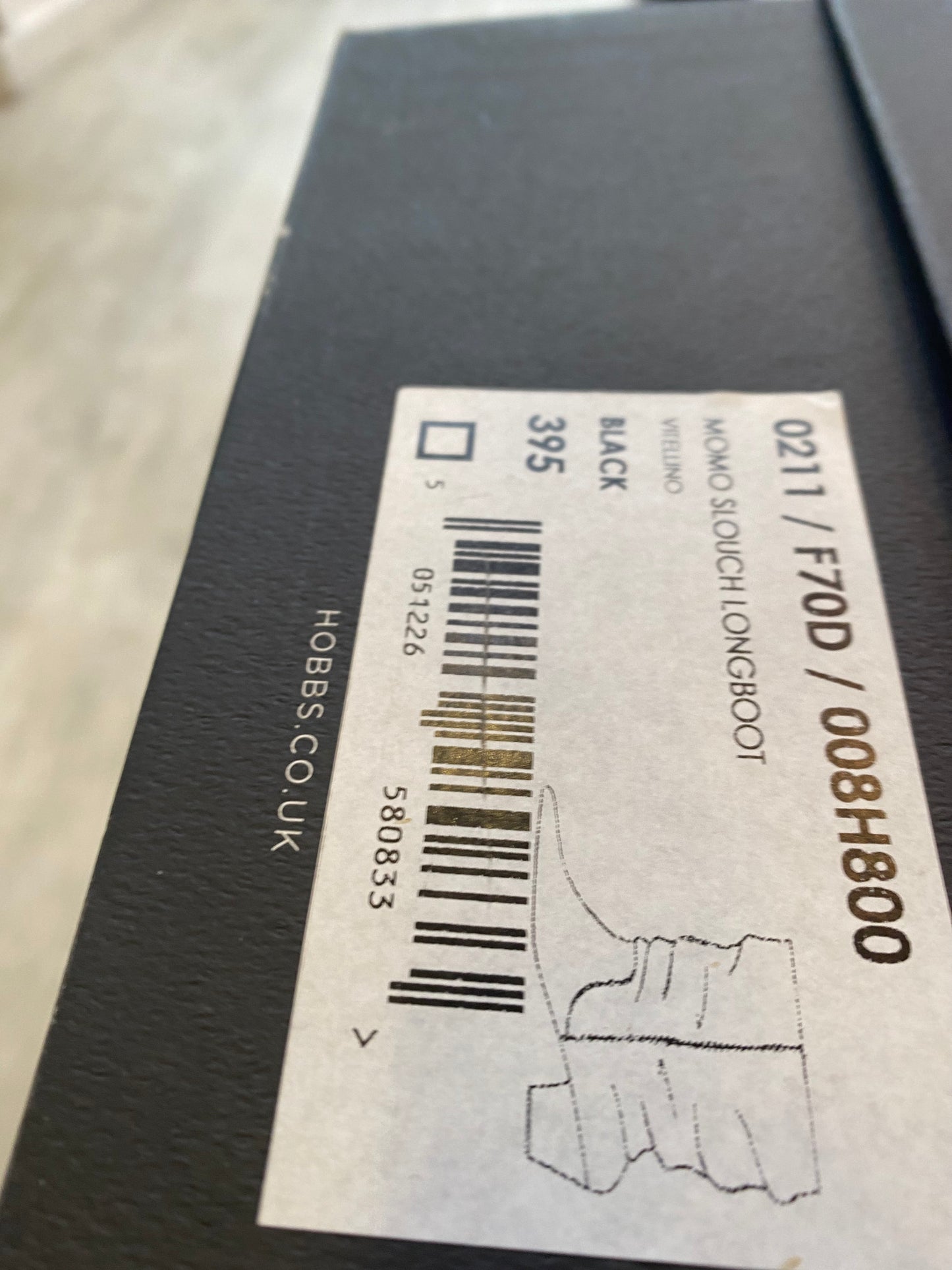 Hobbs Black Leather Ruched Knee High Boots Size 6.5