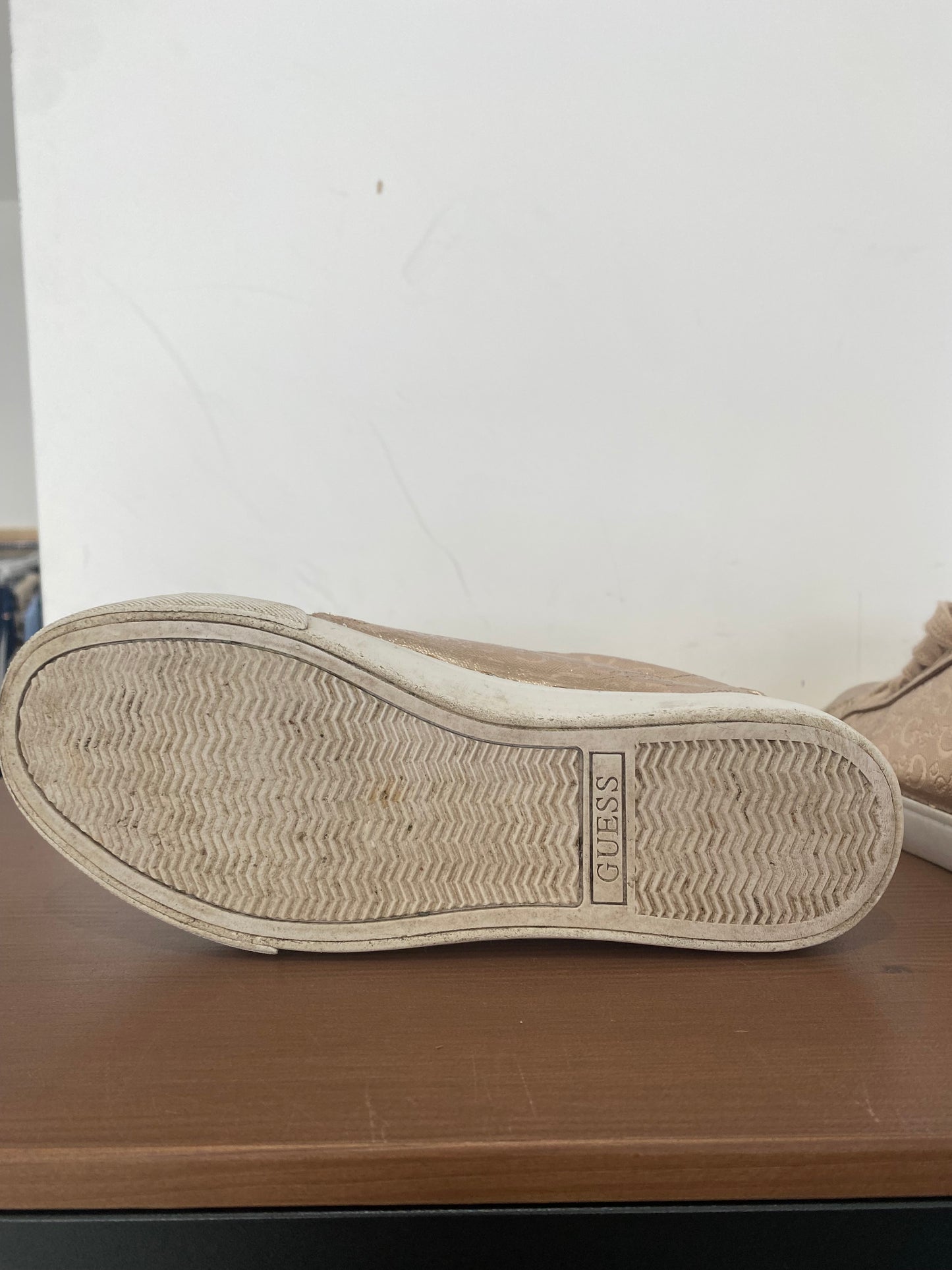 Guess Gold Monogram Trainers Size 4