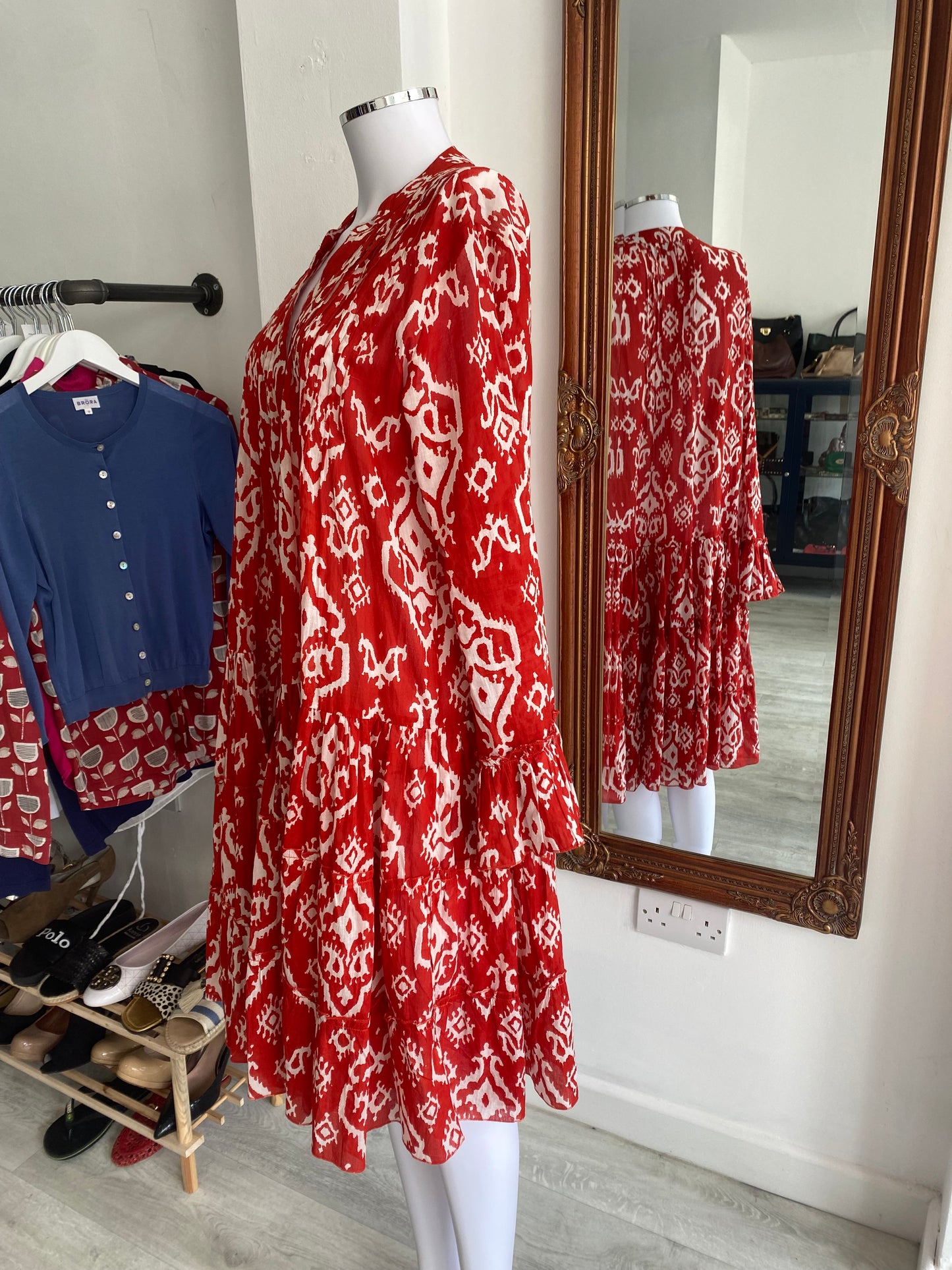 Handprint Dream Apparel Red Aztec Print Dress Size 8-12