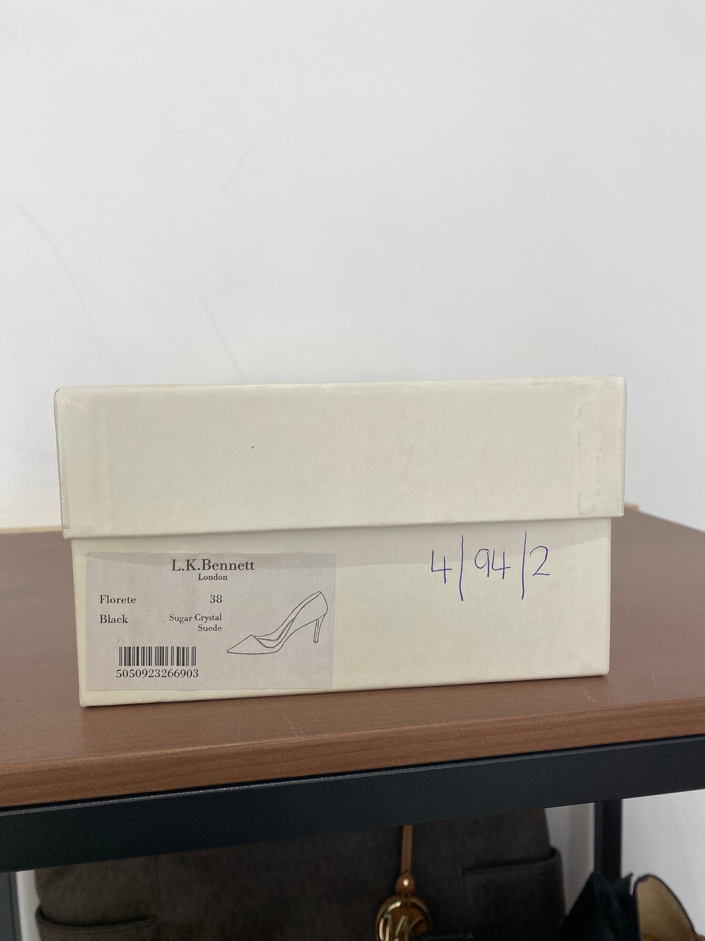 LK Bennett Black Gunmetal Textured Leather Court Shoes Size 5