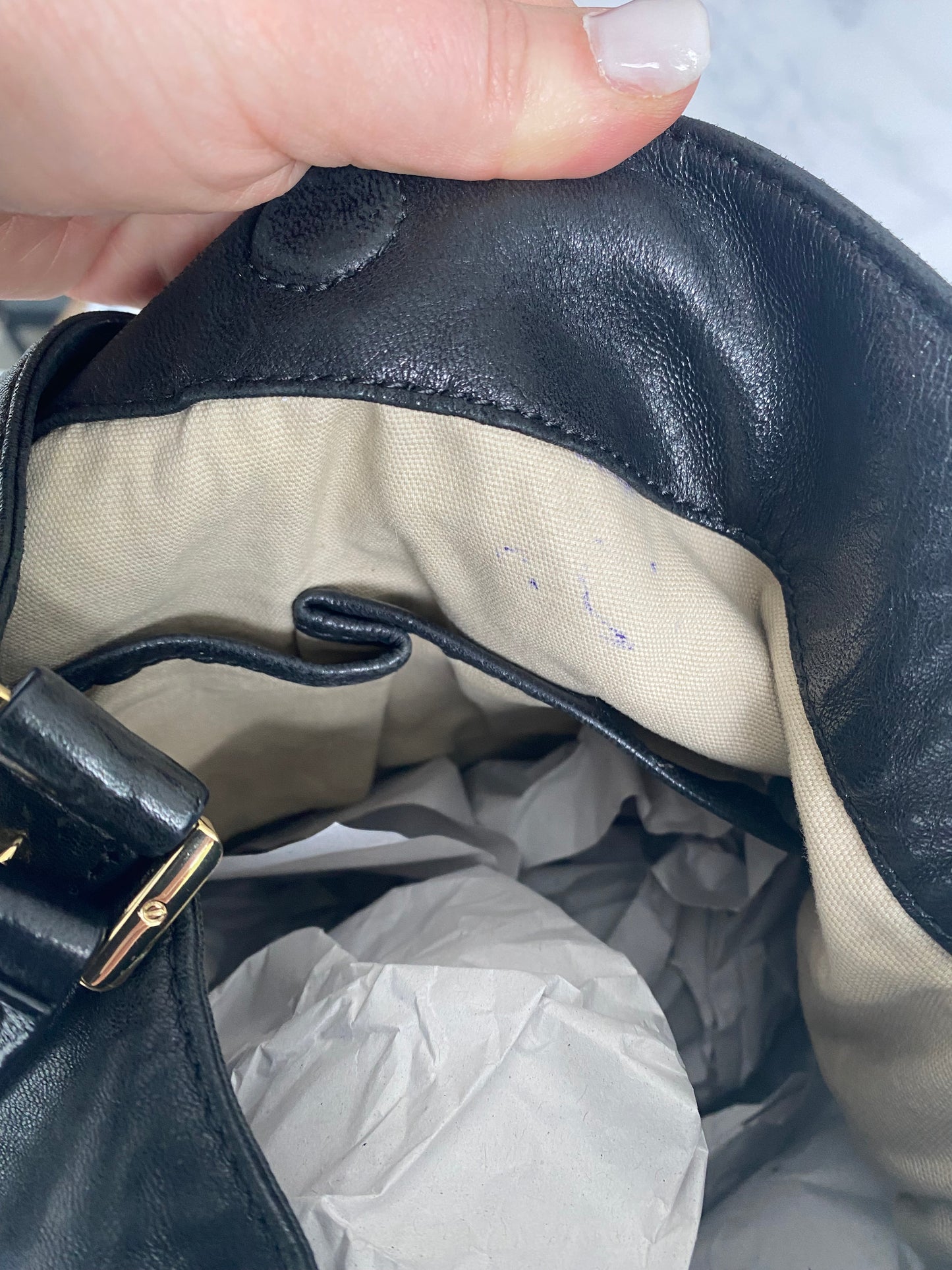 Tory Burch Black Leather Studded Hobo Handbag