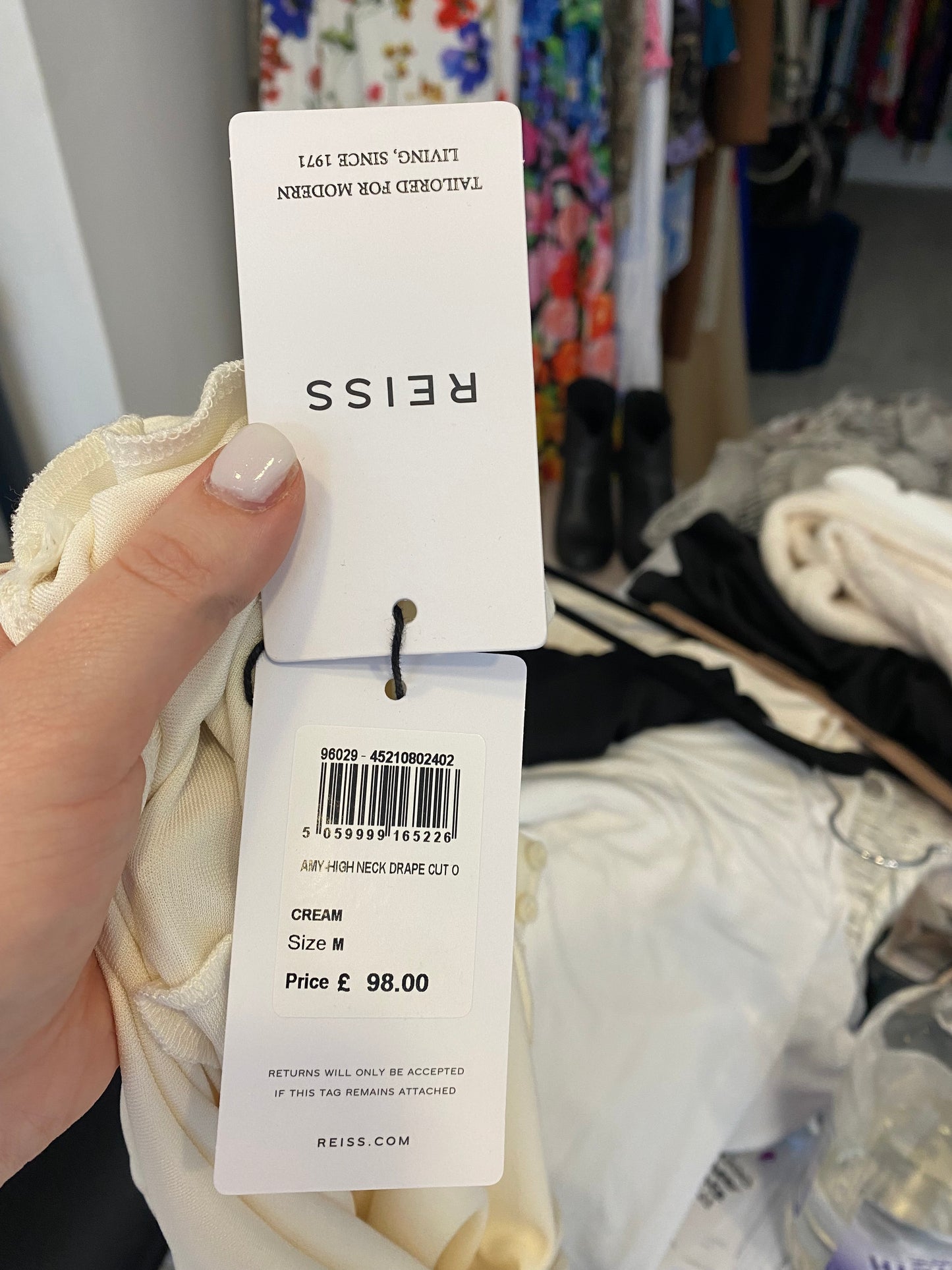 Reiss Cream Cold Shoulder Top Size Medium 12 With Tags