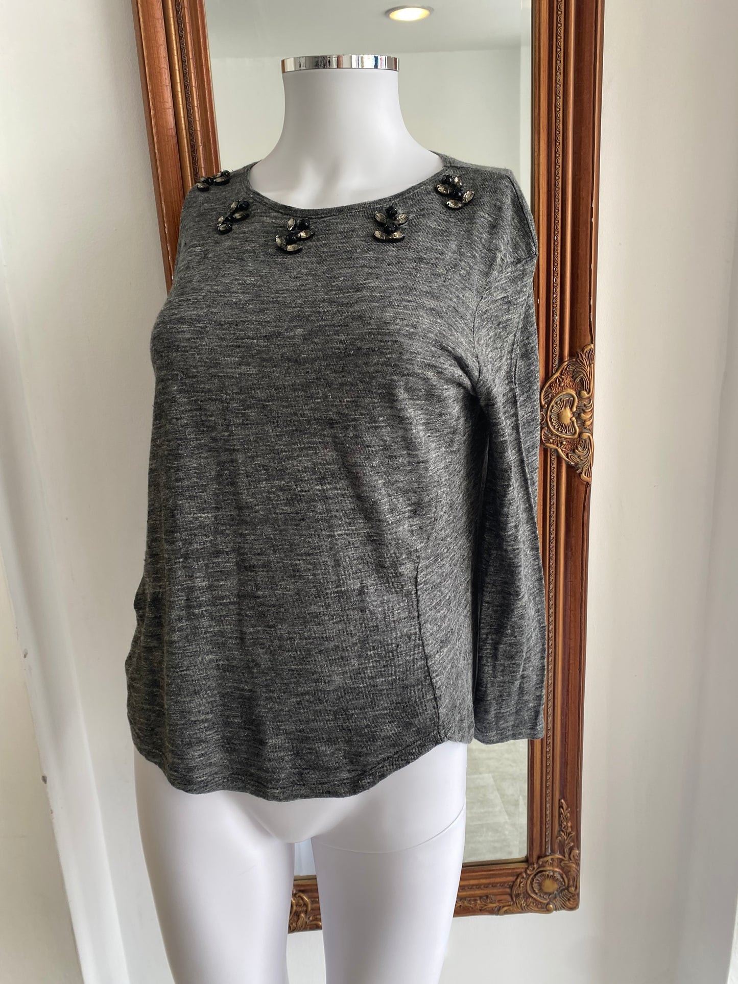 Zara grey top with diamantés size 8-10