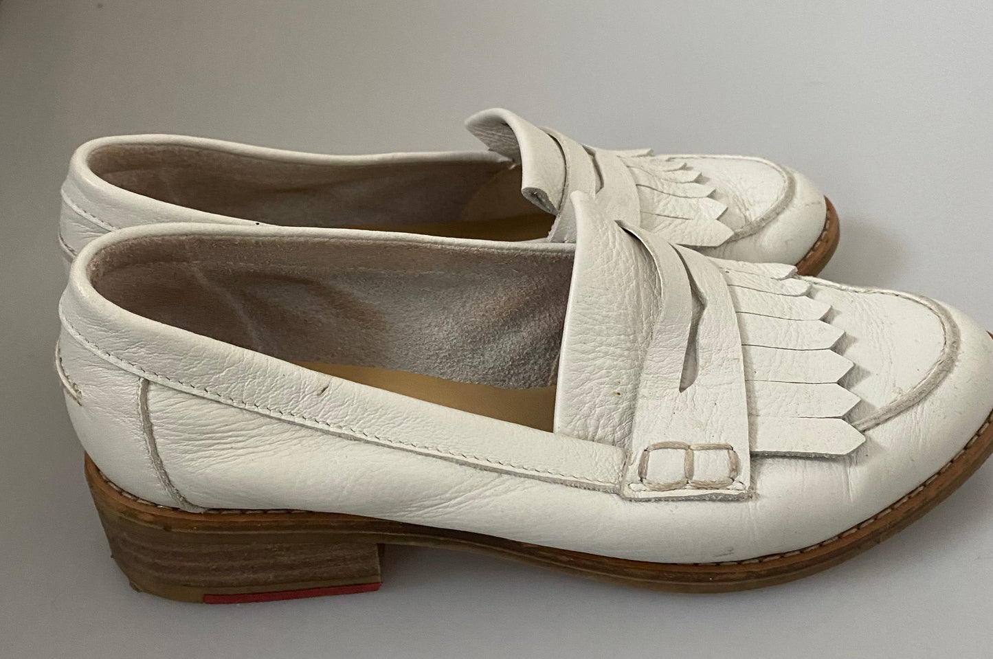 Aldo white leather loafers size 4.5