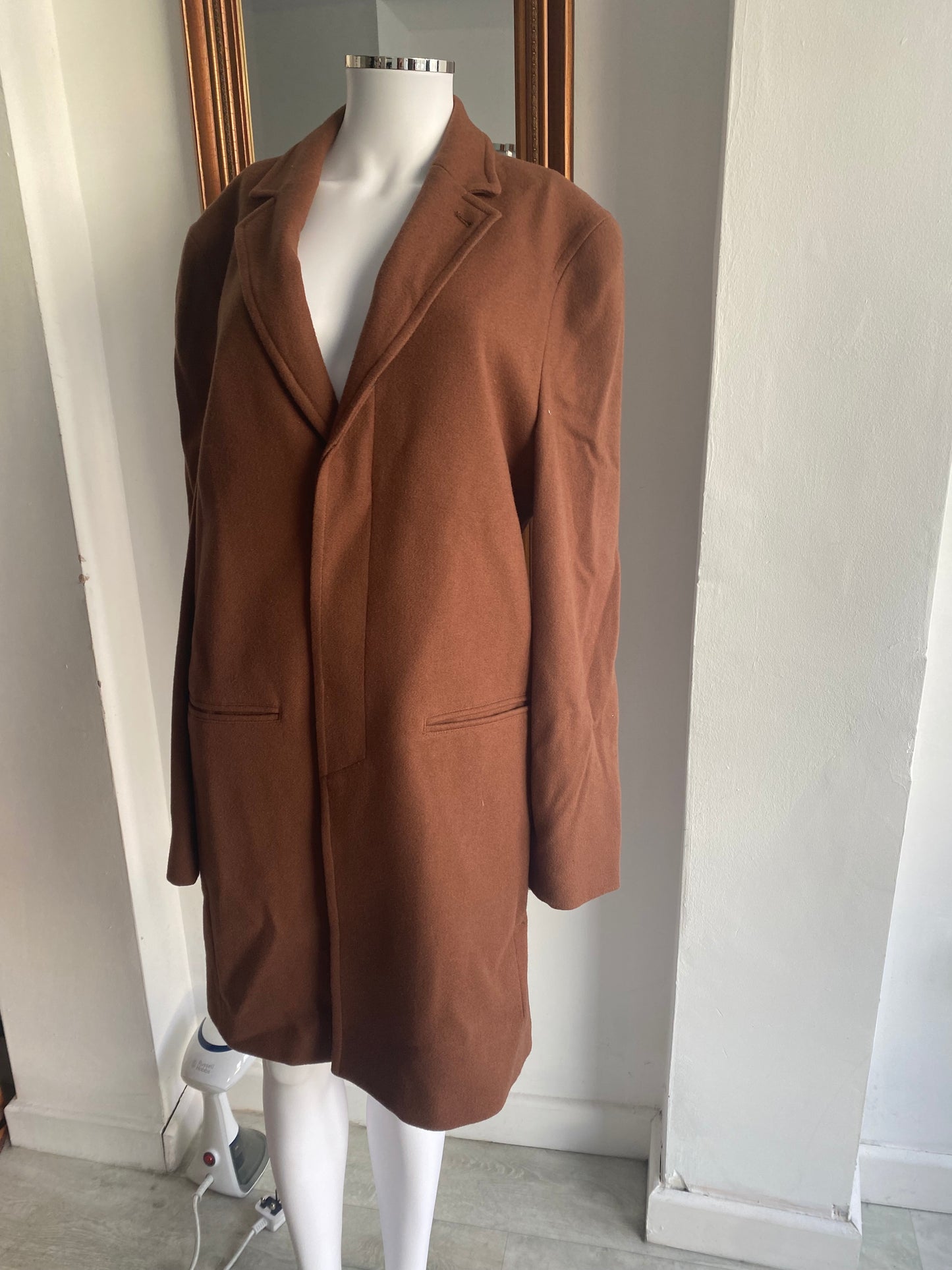 DKNY Brown Wool Blend Coat Size 10