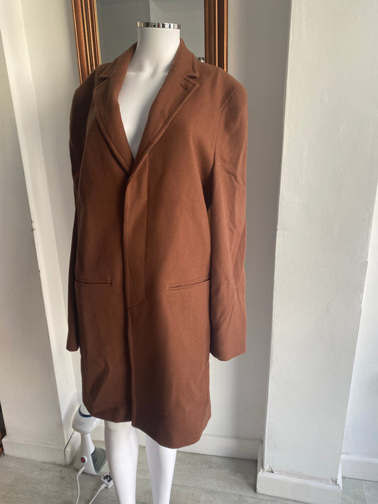 DKNY Brown Wool Blend Coat Size 10