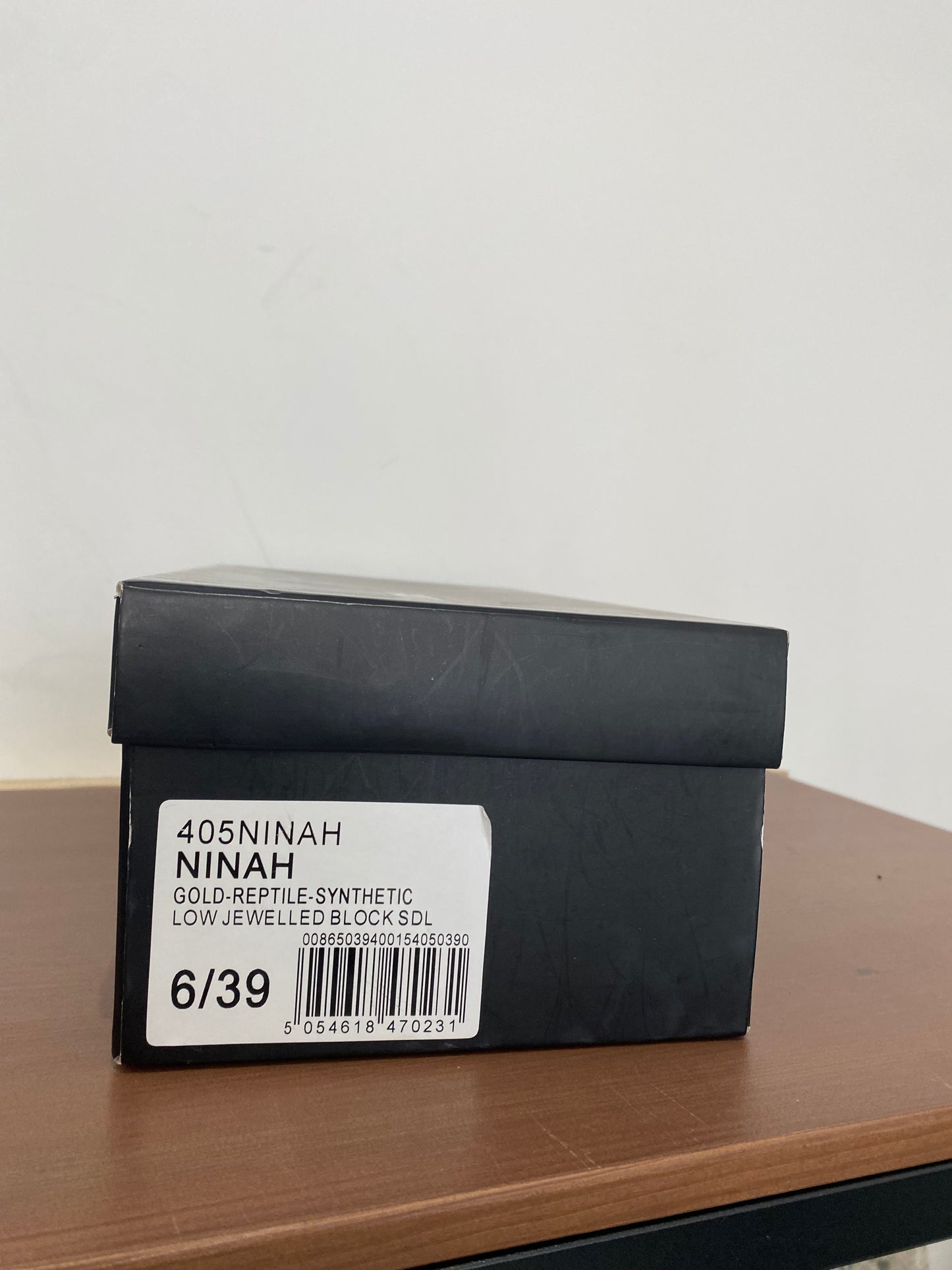 Dune Gold Shimmer Ninah Sandals with Diamante Block Heels Size 6