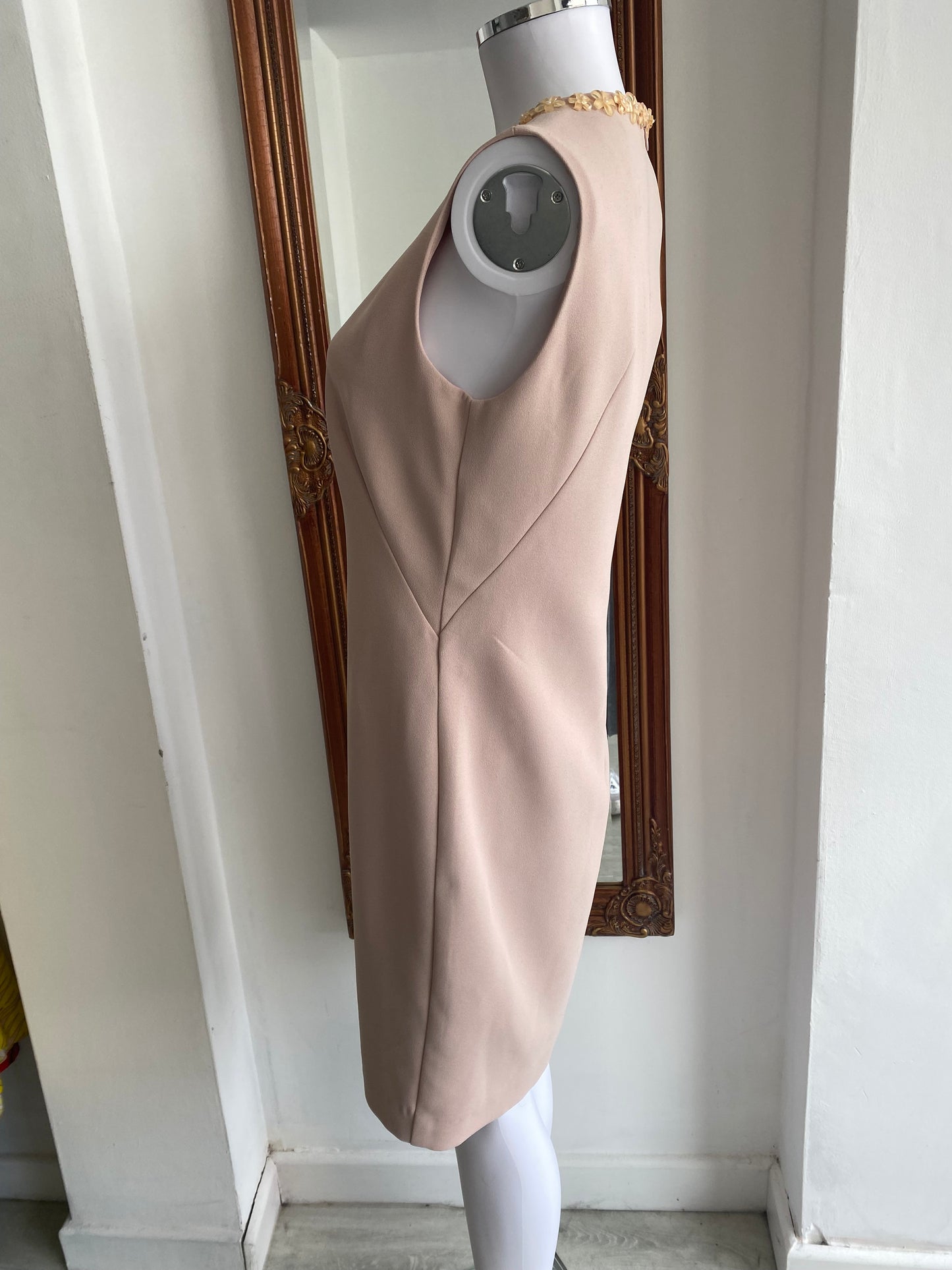 LK Bennett blush pink dress with floral beading size 8