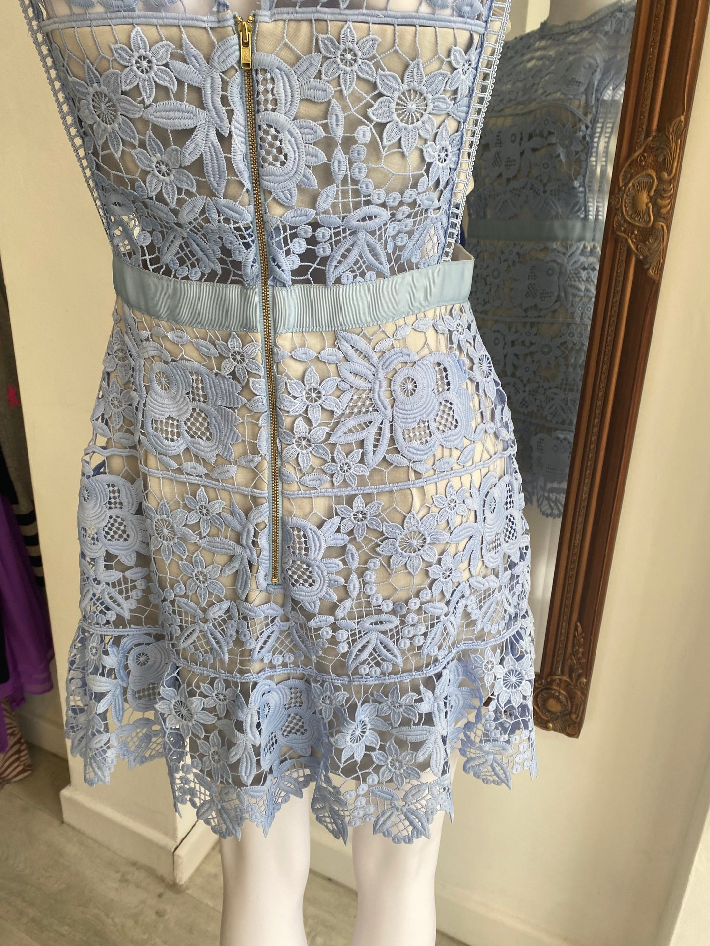 Self Portrait Blue Lace Dress Size 10-12