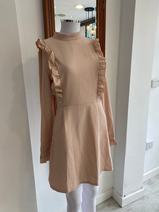 Wal G Beige Ruffle Dress Size 12