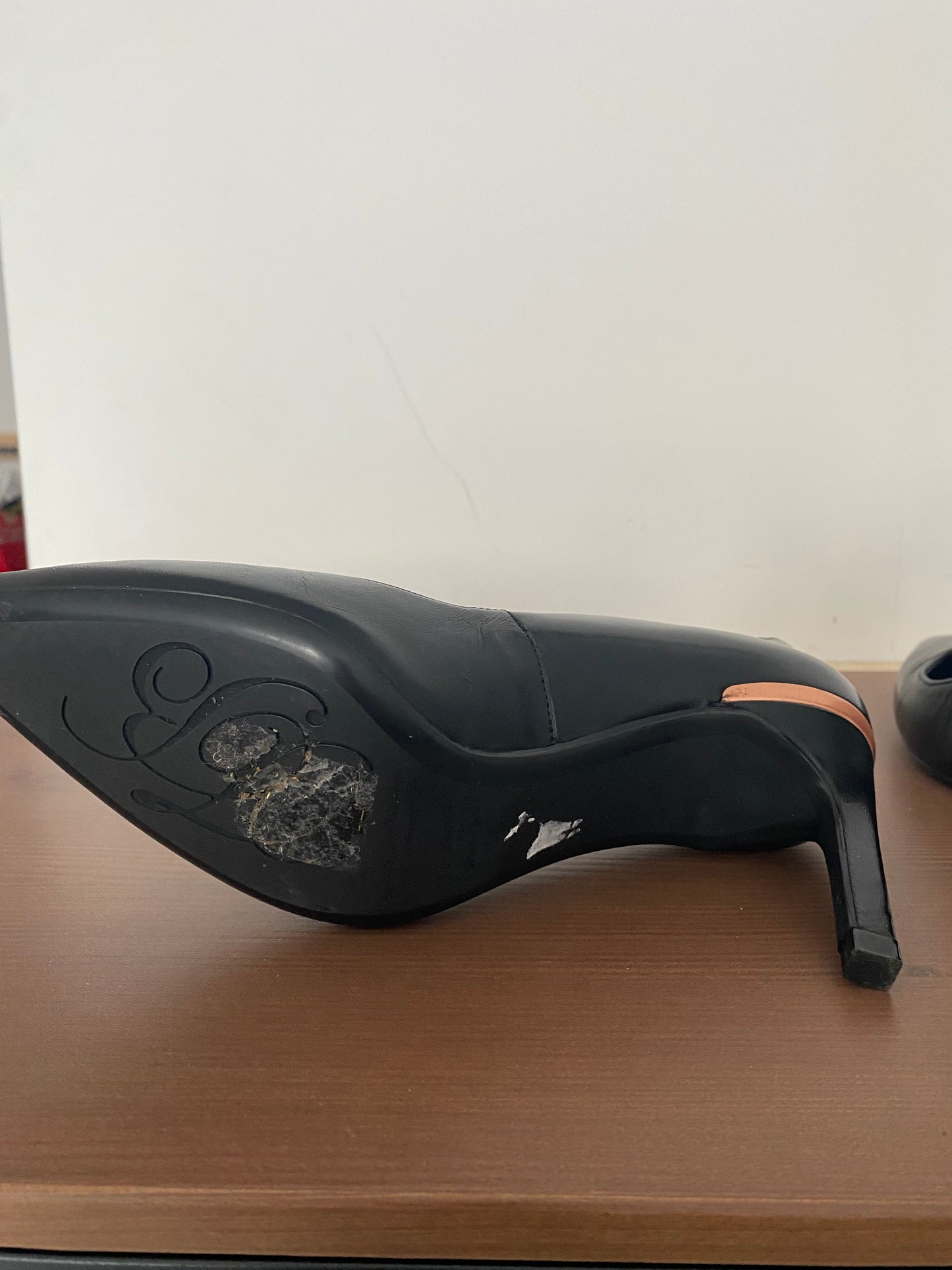 Ted Baker Black Leather Court Shoes Size 4