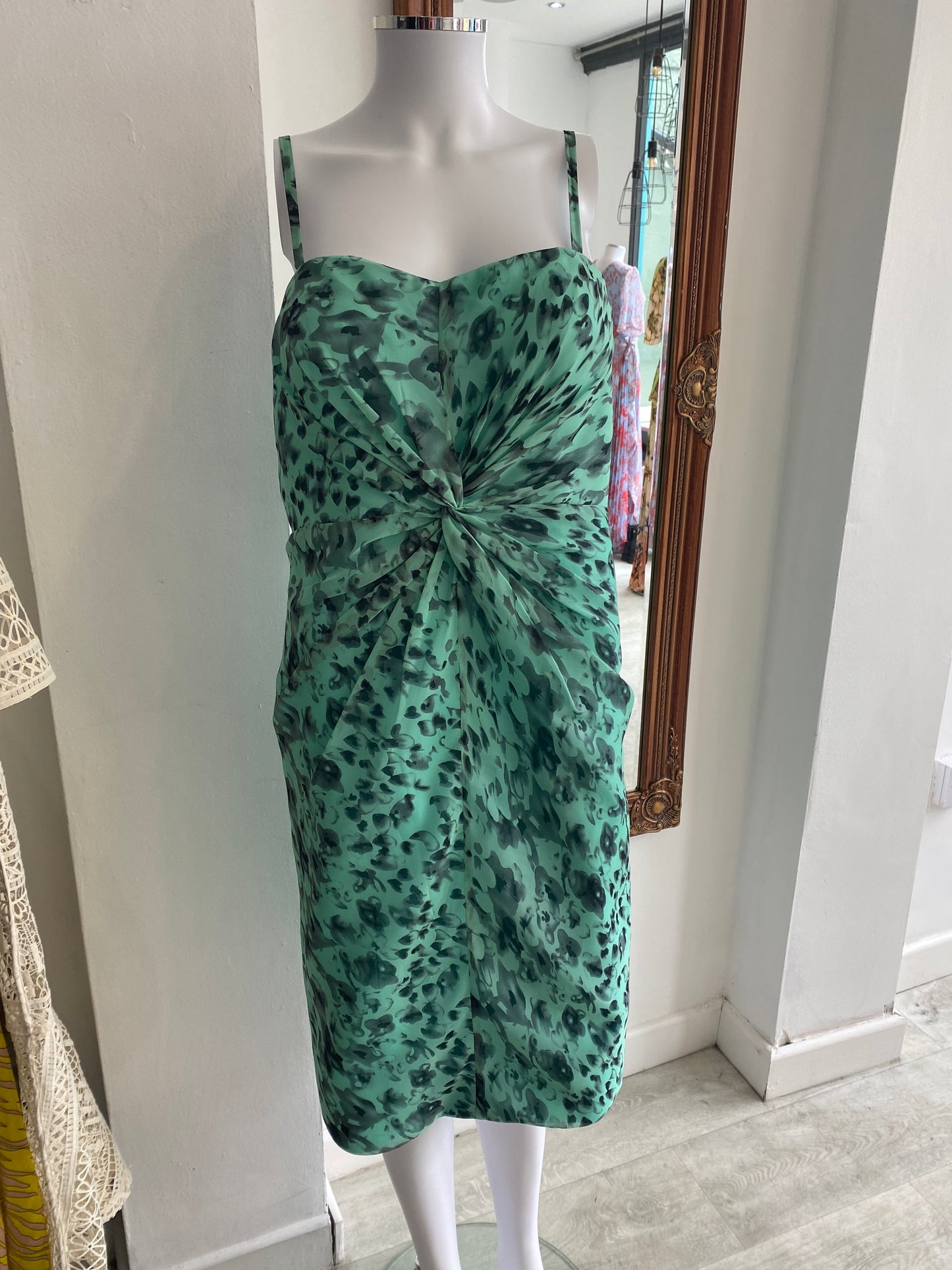 Gina Bacconi printed turquoise dress and jacket size 14