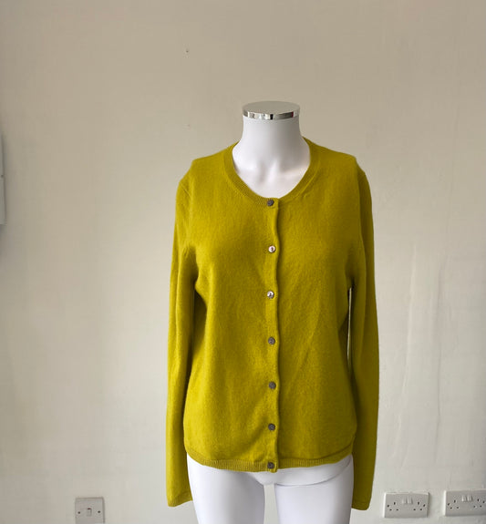 John Lewis Cashmere Cardigan Mustard Size 12-14