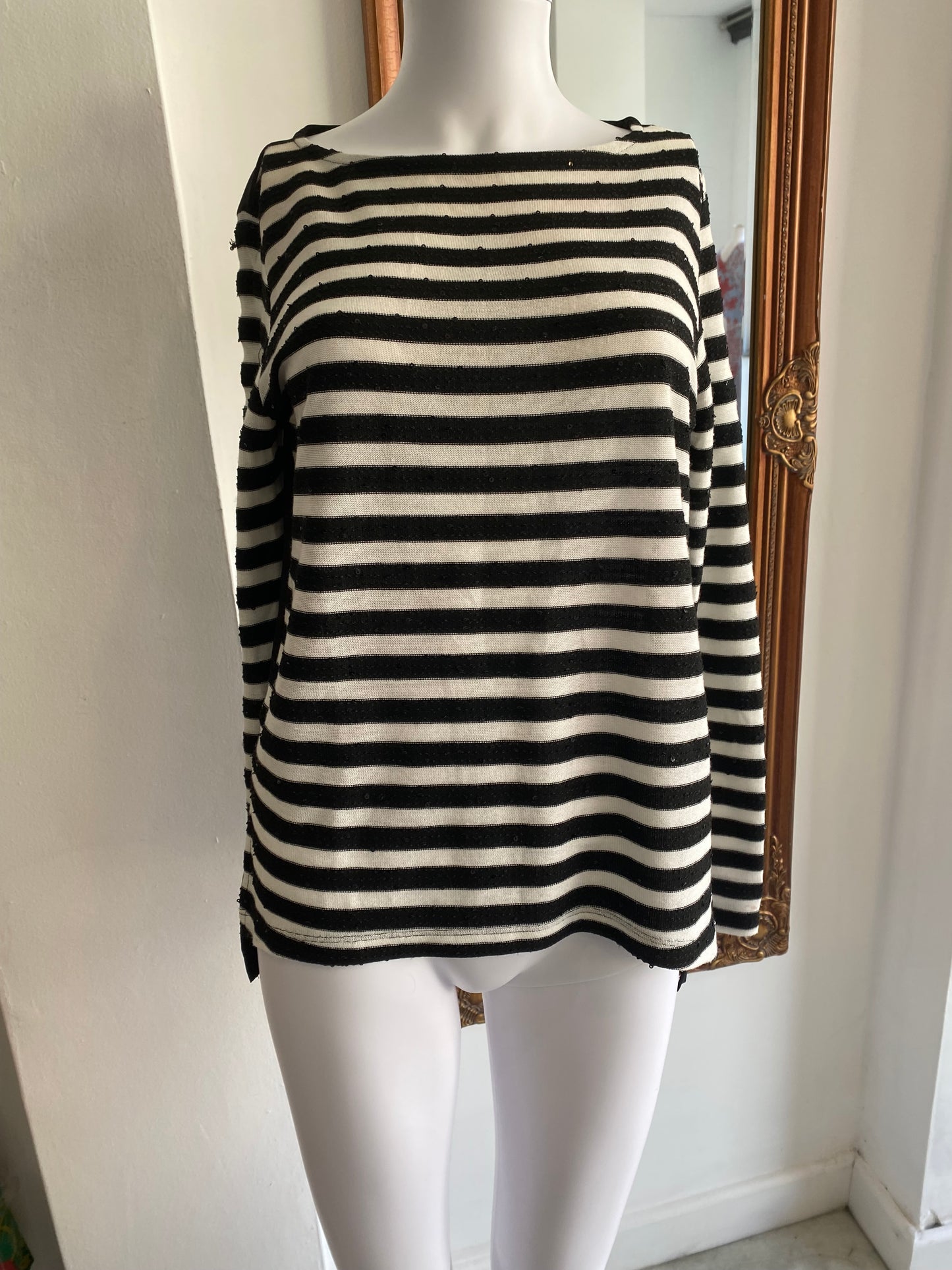 French Connection striped top with sequins size 8-10